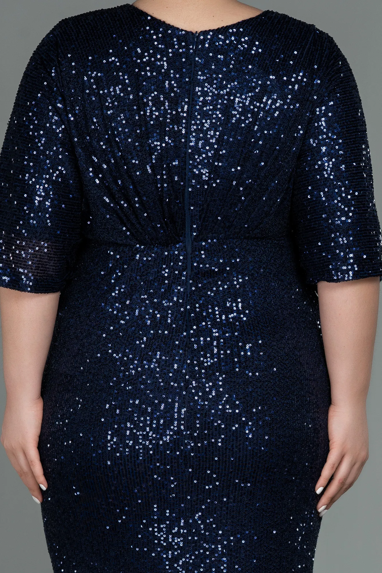 Navy Blue-Long Scaly Plus Size Evening Dress ABU3123