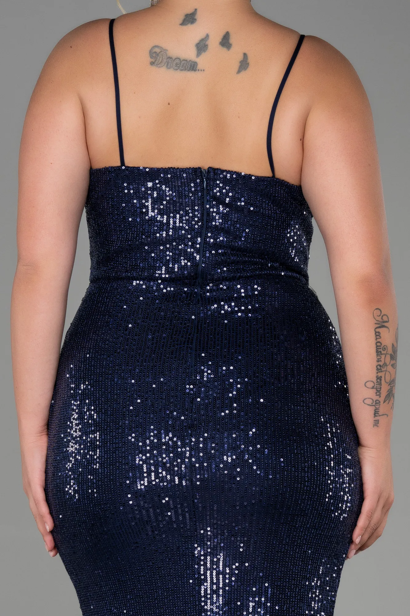 Navy Blue-Long Scaly Plus Size Evening Dress ABU3322
