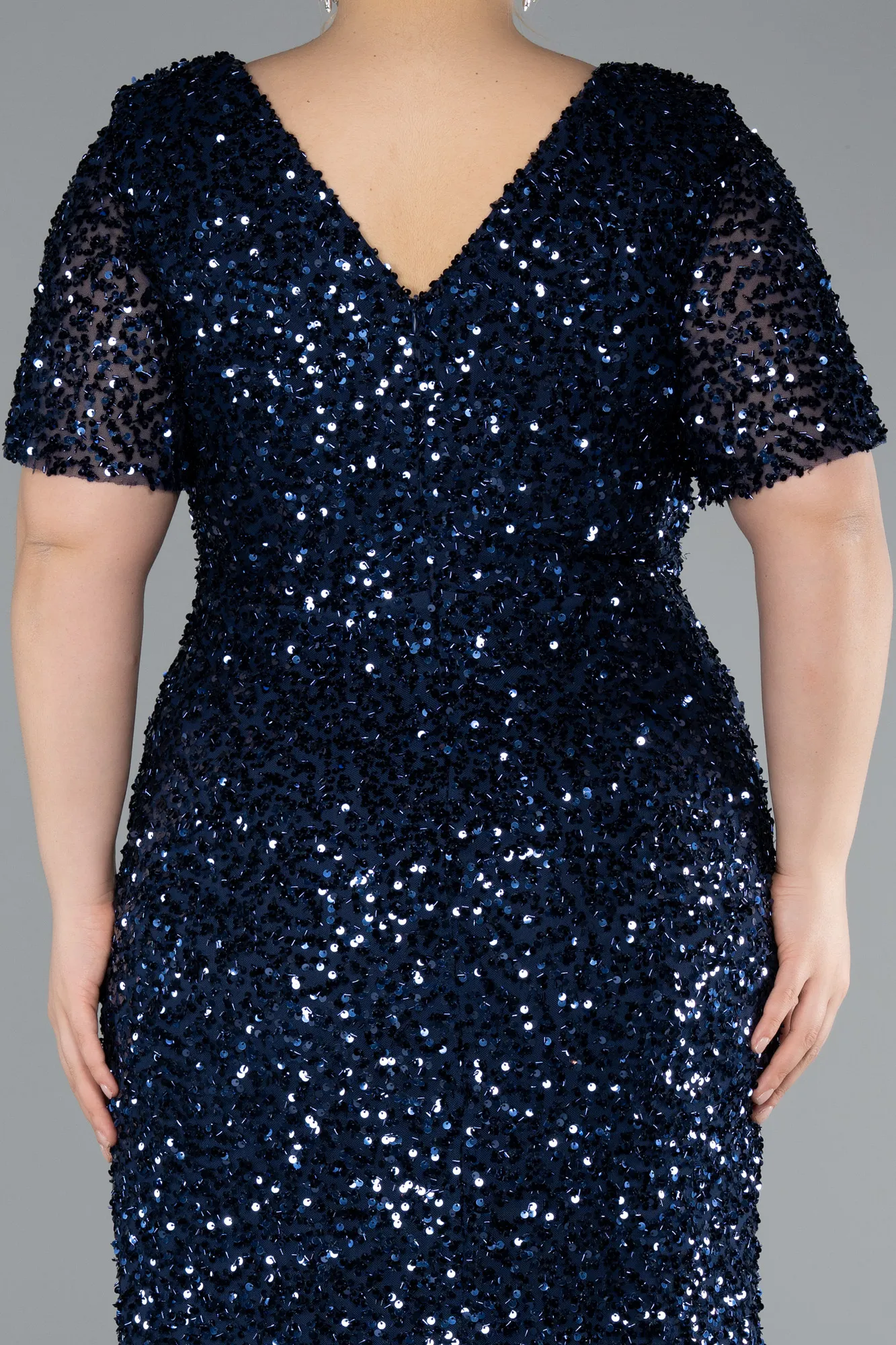 Navy Blue-Long Scaly Plus Size Evening Dress ABU4926