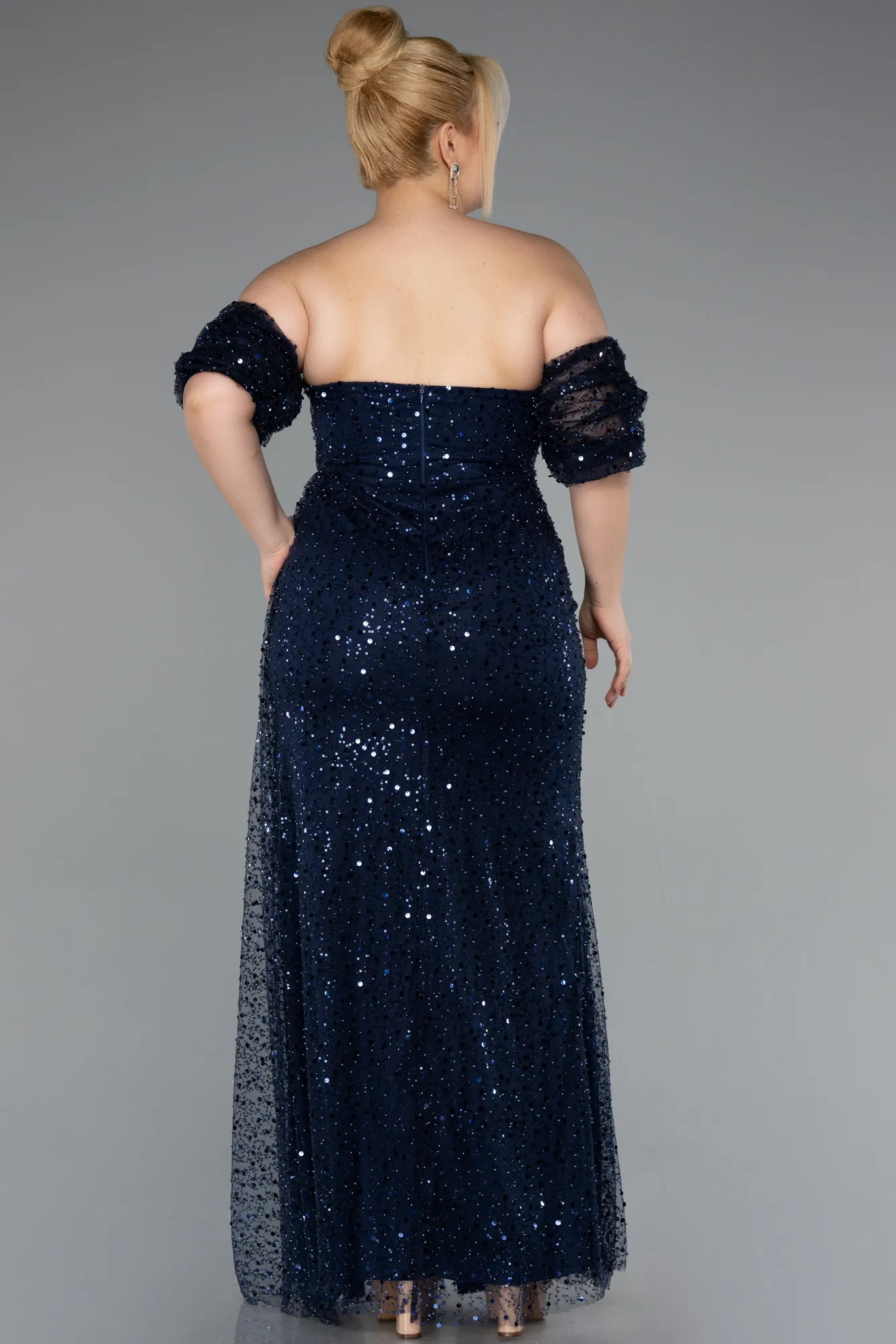 Navy Blue-Long Scaly Plus Size Evening Gown ABU5077