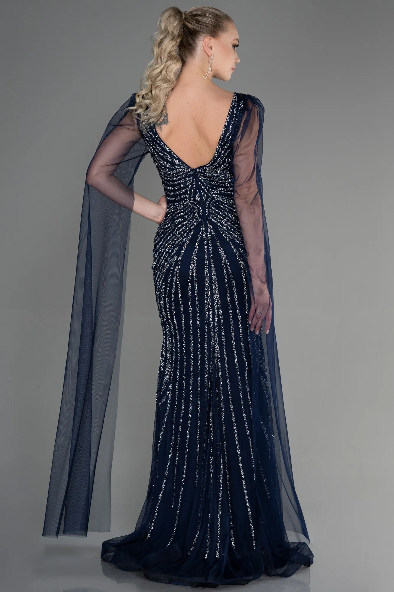 Navy Blue-Long Special Design Engagement ABU3357