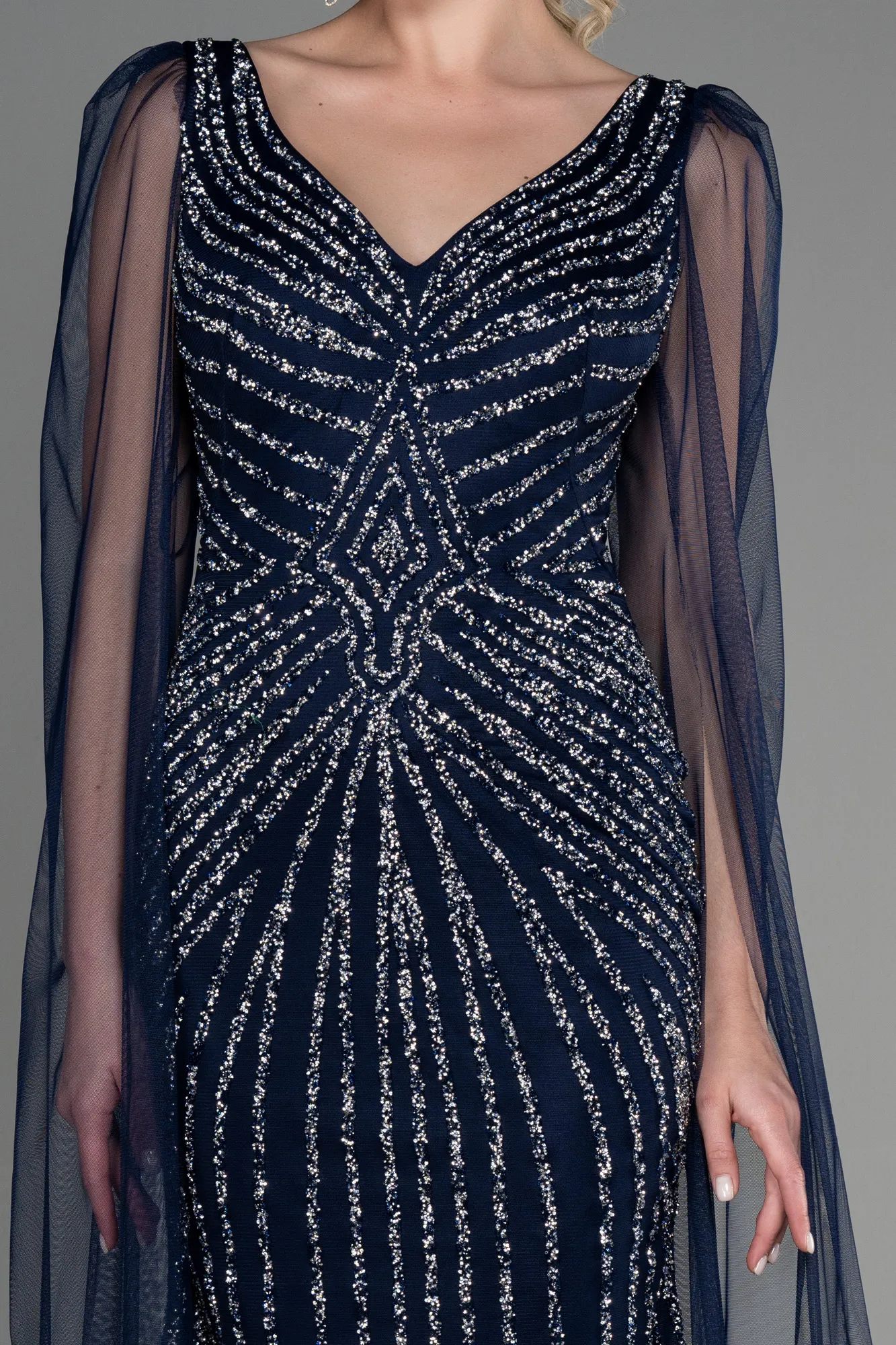 Navy Blue-Long Special Design Engagement ABU3357