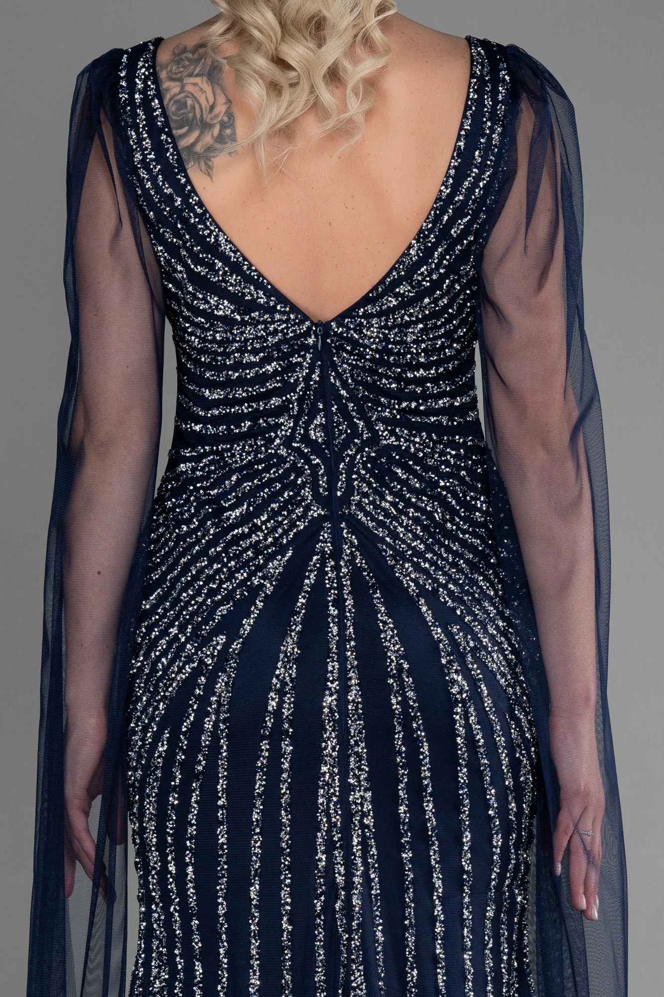 Navy Blue-Long Special Design Engagement ABU3357