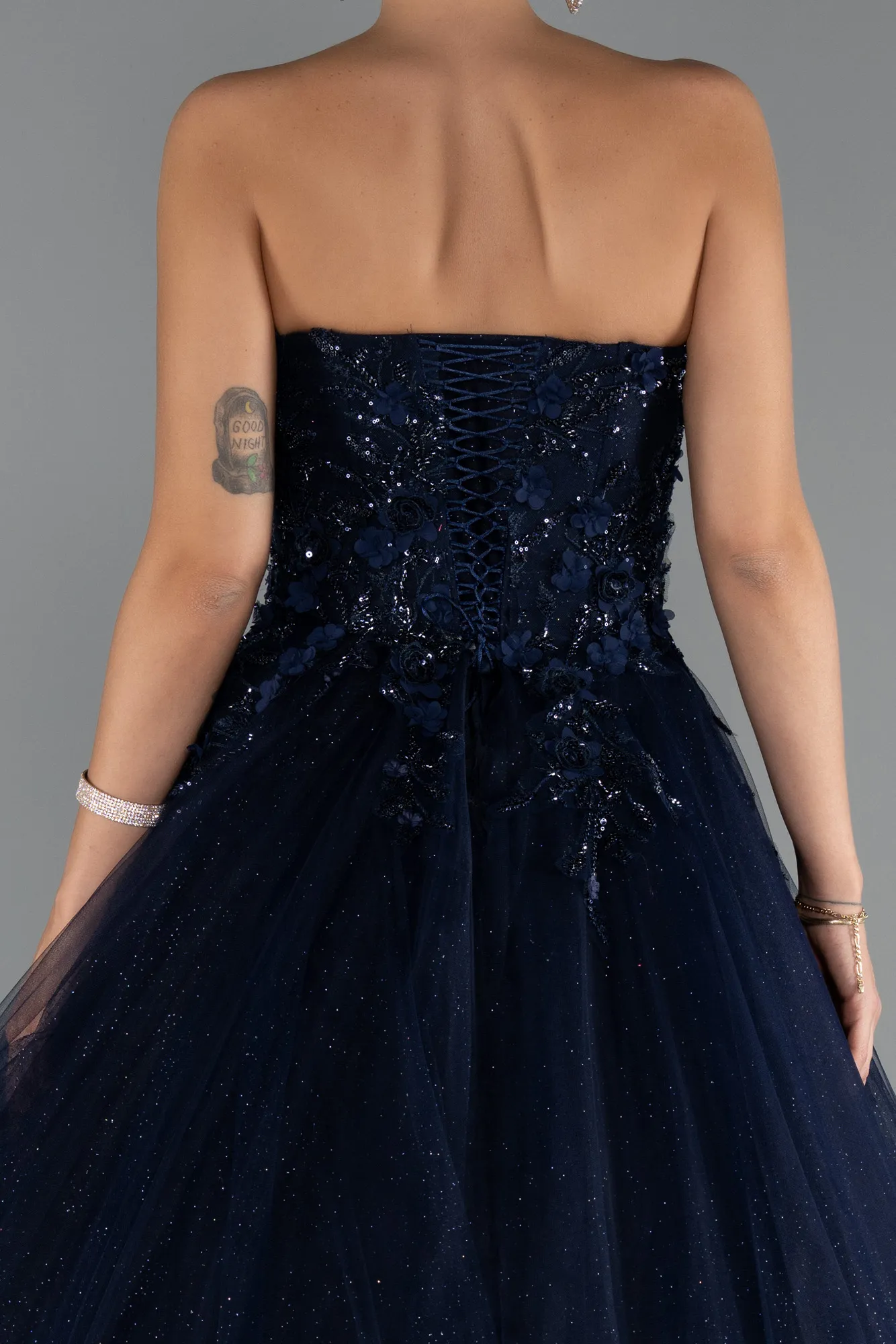 Navy Blue-Long Special Design Engagement Dress ABU5344