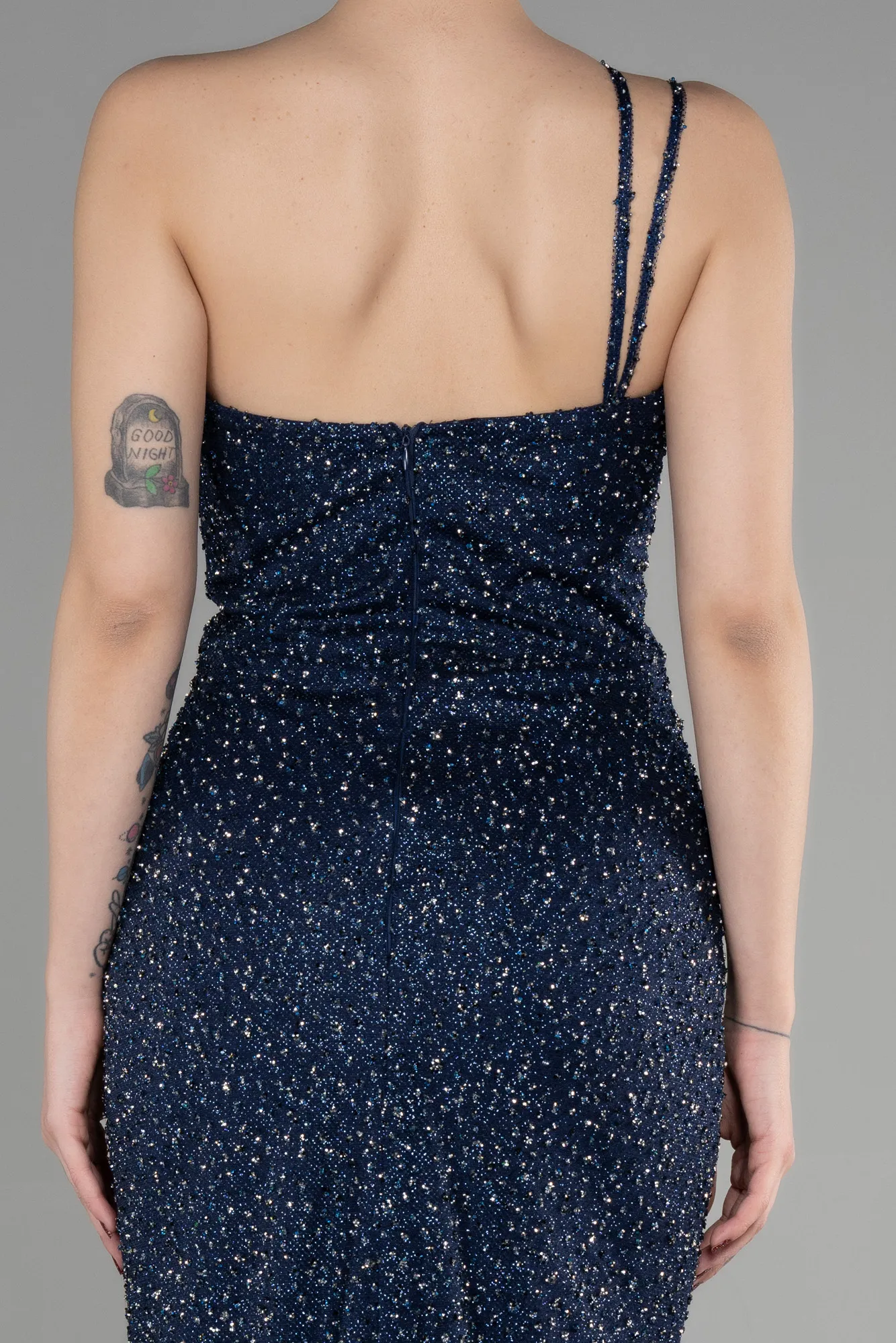 Navy Blue-Long Stony Haute Couture Dress ABU3563