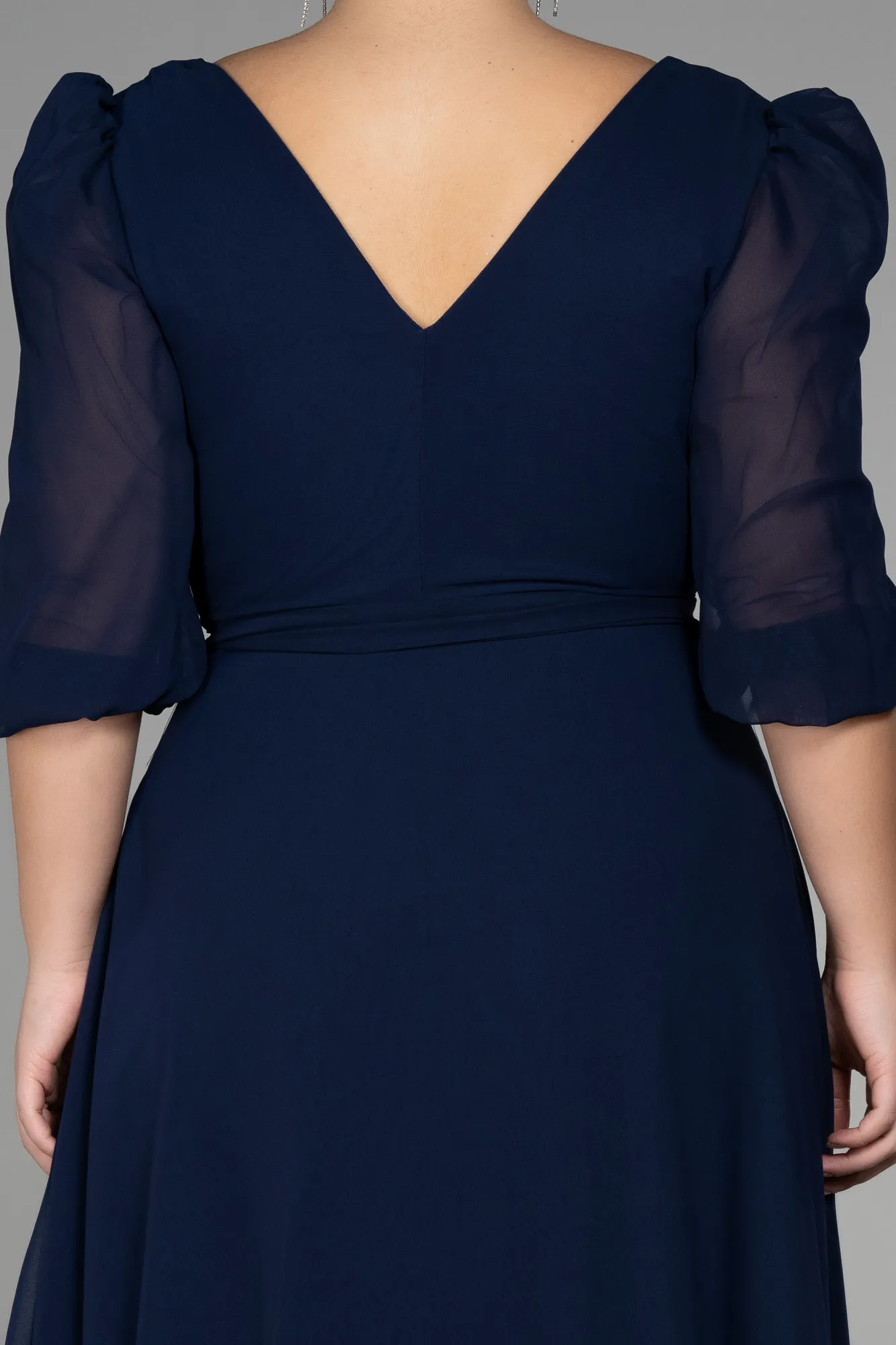 Navy Blue-Midi Chiffon Oversized Evening Dress ABK1083
