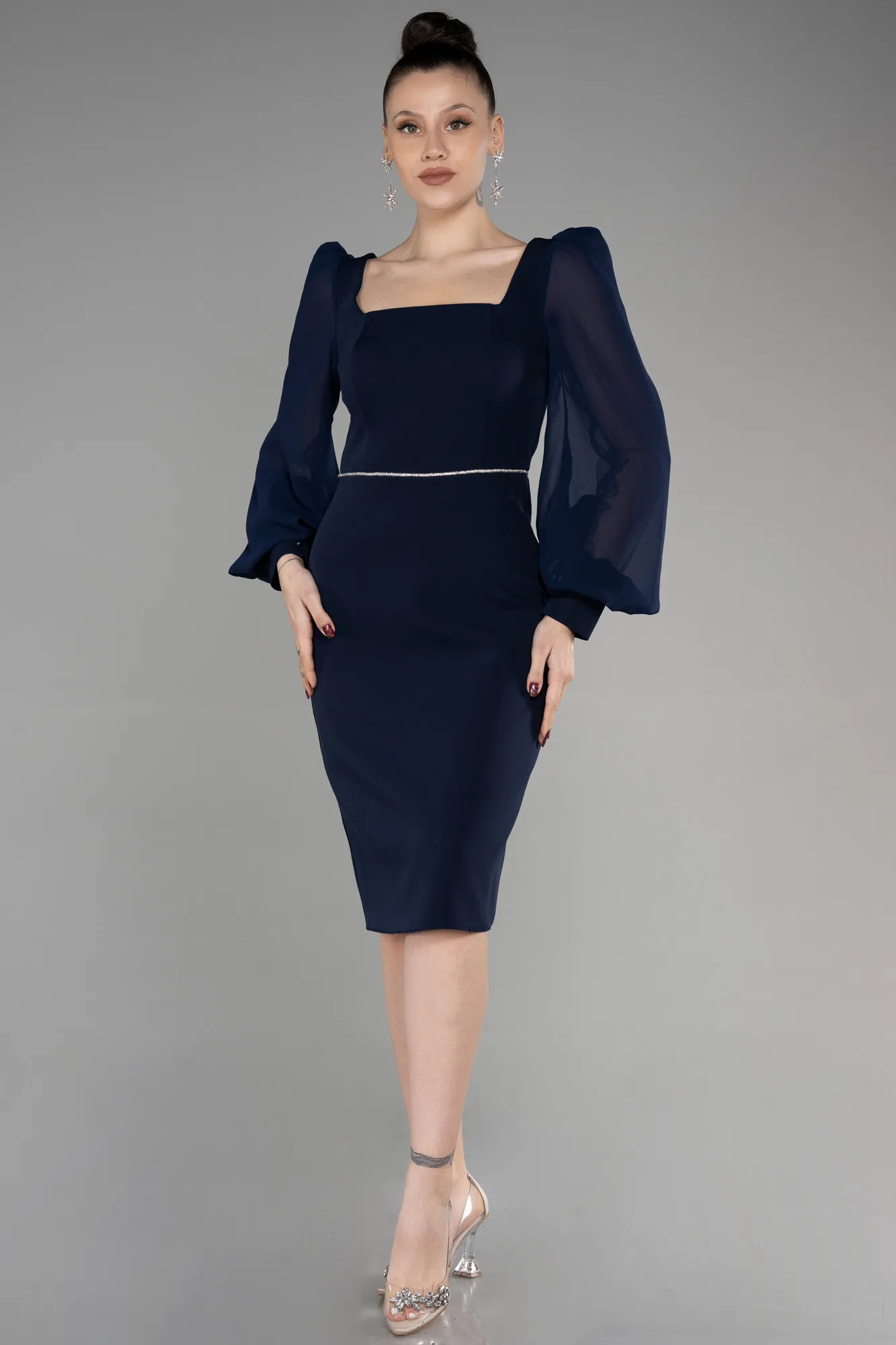 Navy Blue-Midi Cocktail Dress ABK1944