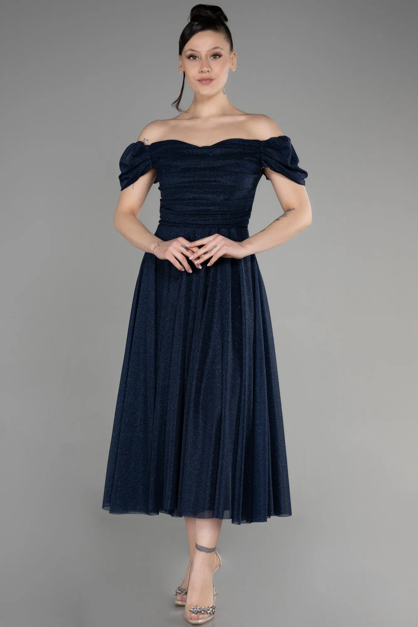 Navy Blue-Midi Cocktail Dress ABK1978