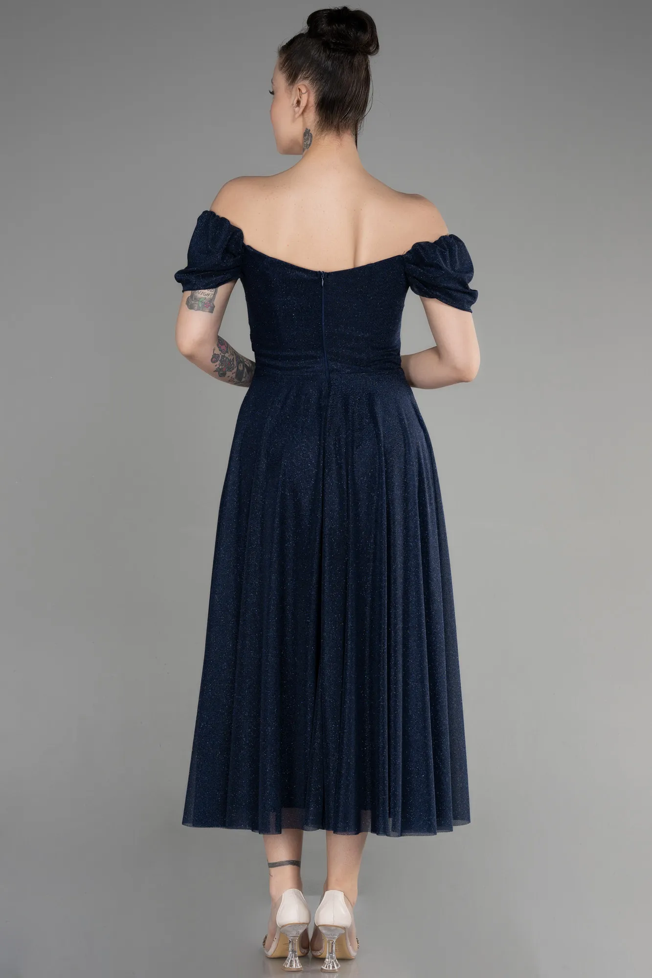 Navy Blue-Midi Cocktail Dress ABK1978