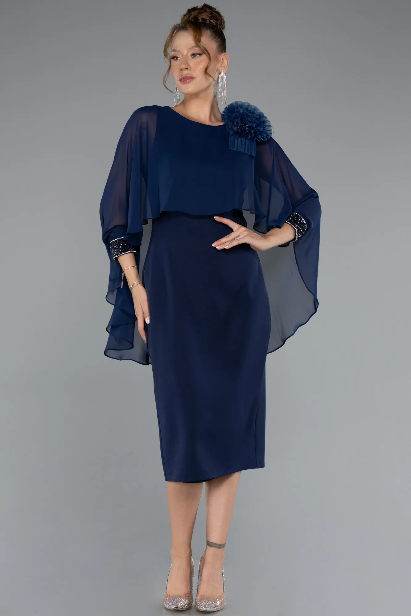 Navy Blue-Midi Cocktail Dress ABK2382