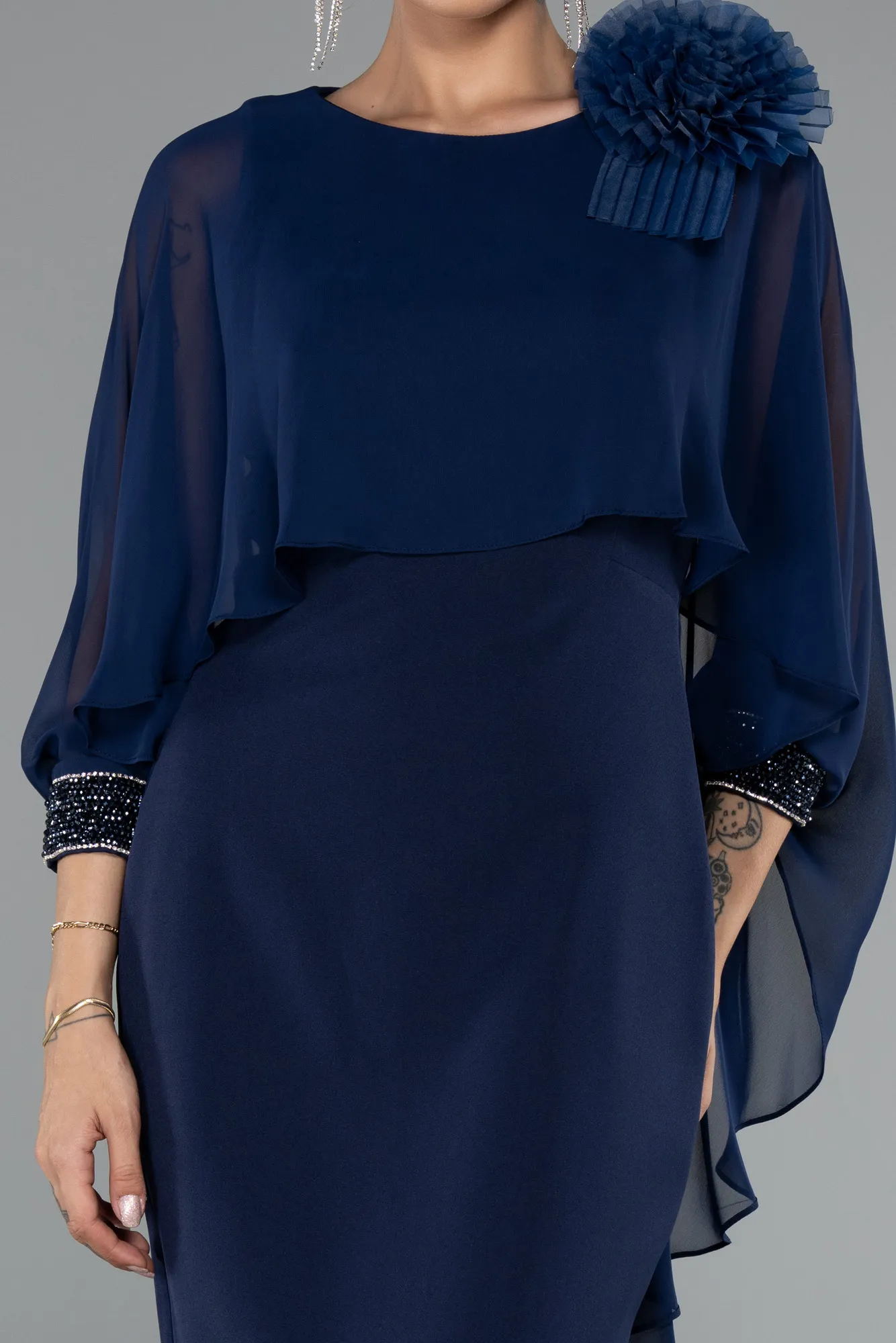 Navy Blue-Midi Cocktail Dress ABK2382