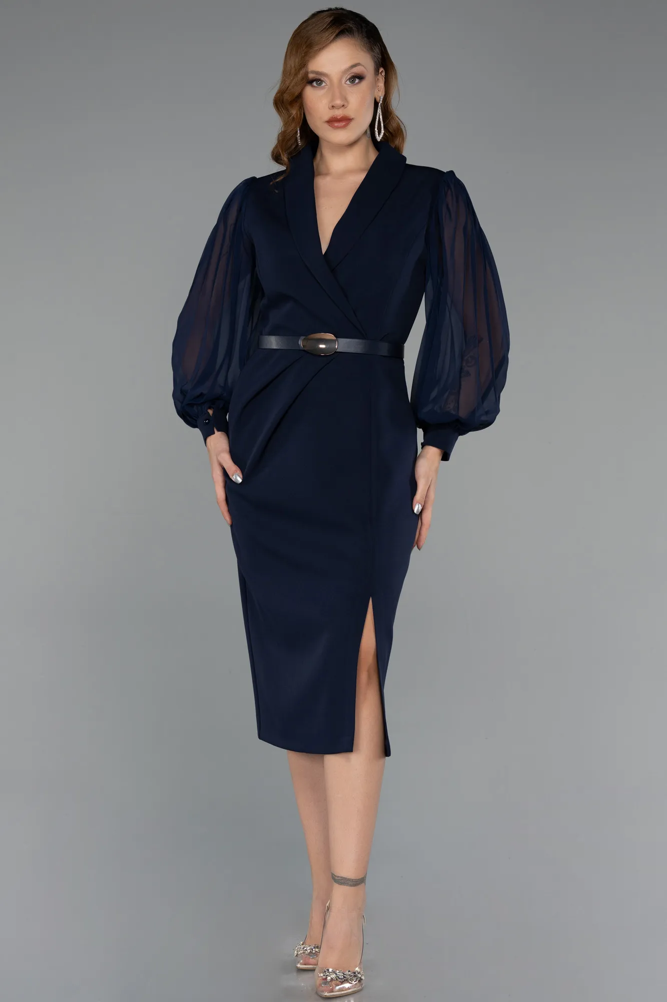 Navy Blue-Midi Cocktail Dress ABK2462