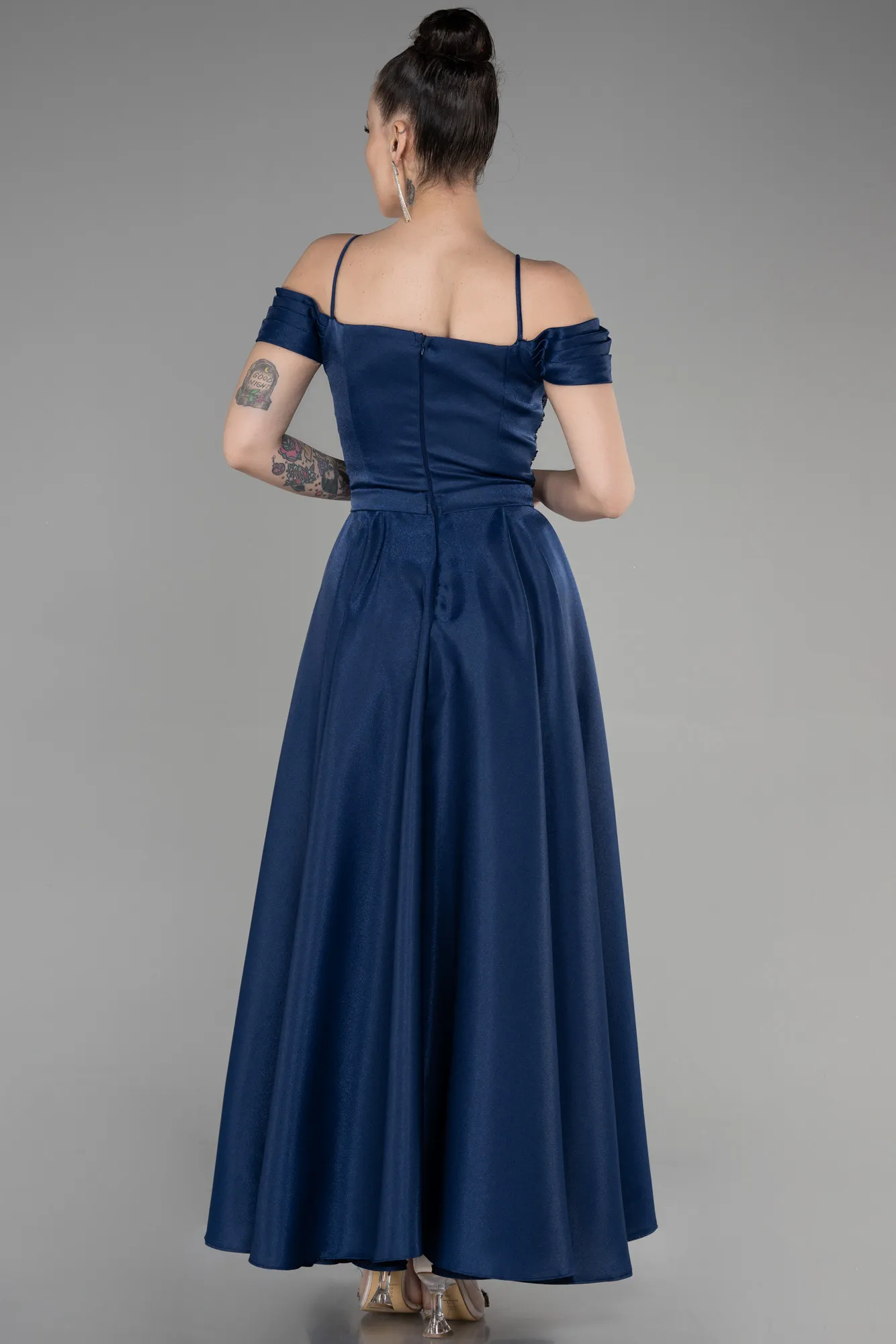Navy Blue-Midi Evening Dress ABK1946