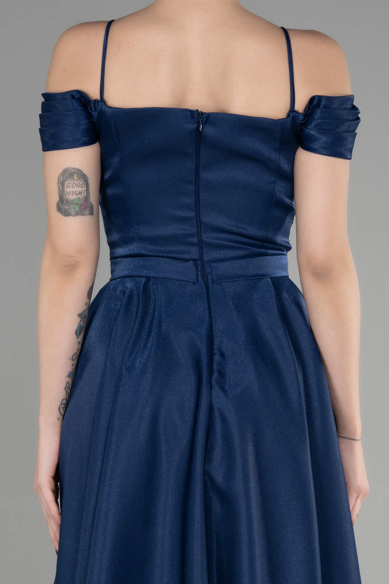 Navy Blue-Midi Evening Dress ABK1946