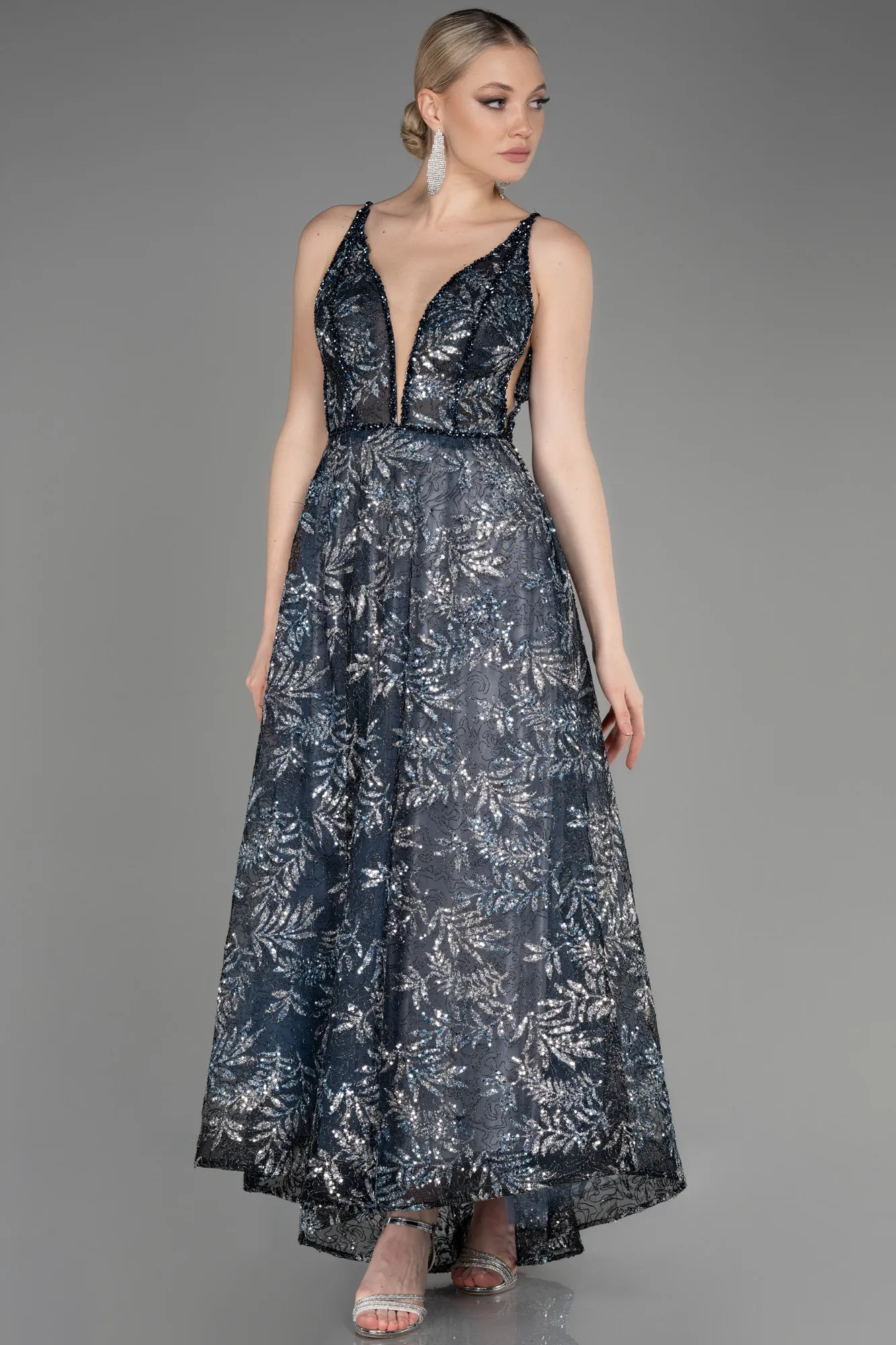 Navy Blue-Midi Evening Dress ABK2022