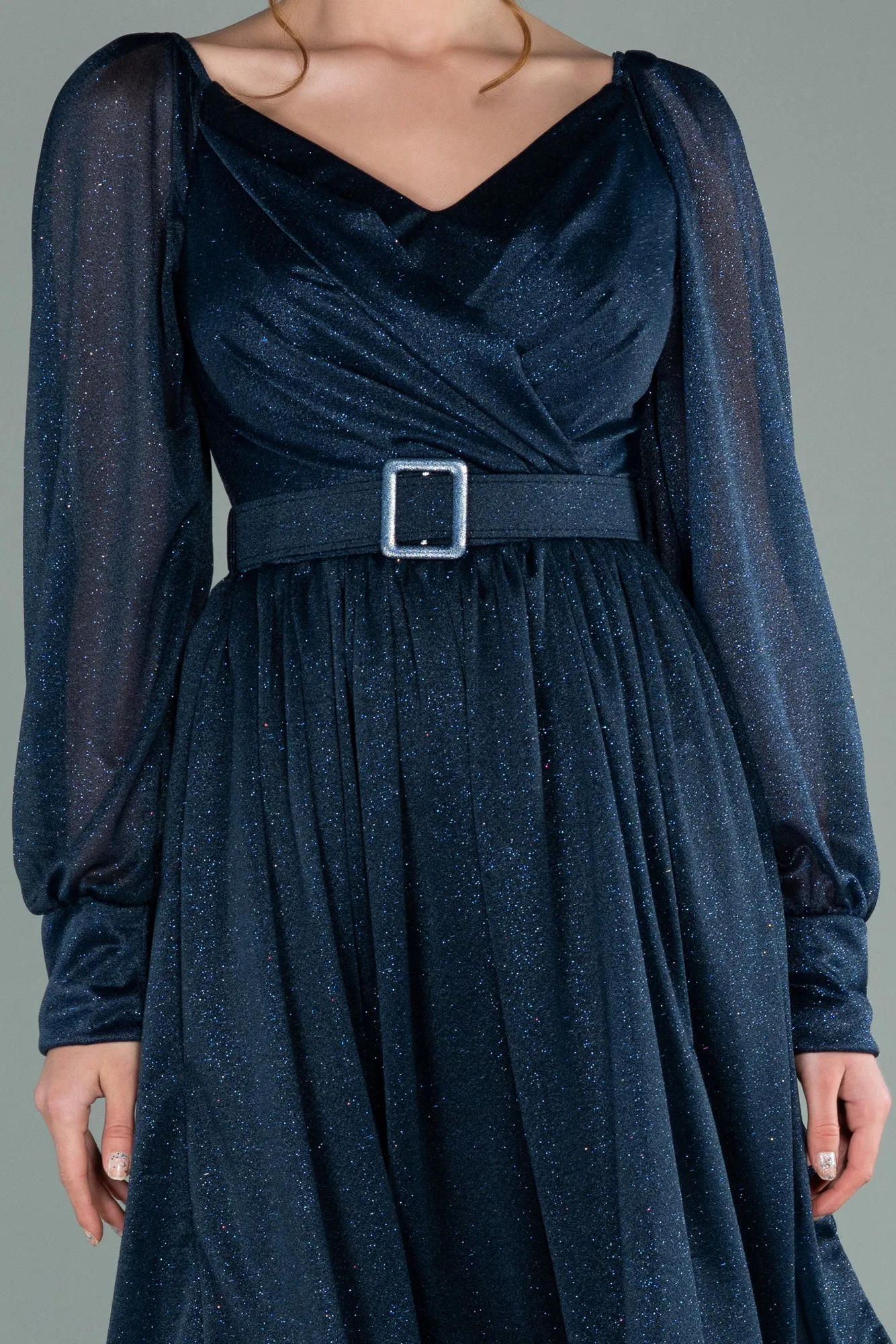 Navy Blue-Midi Invitation Dress ABK1227