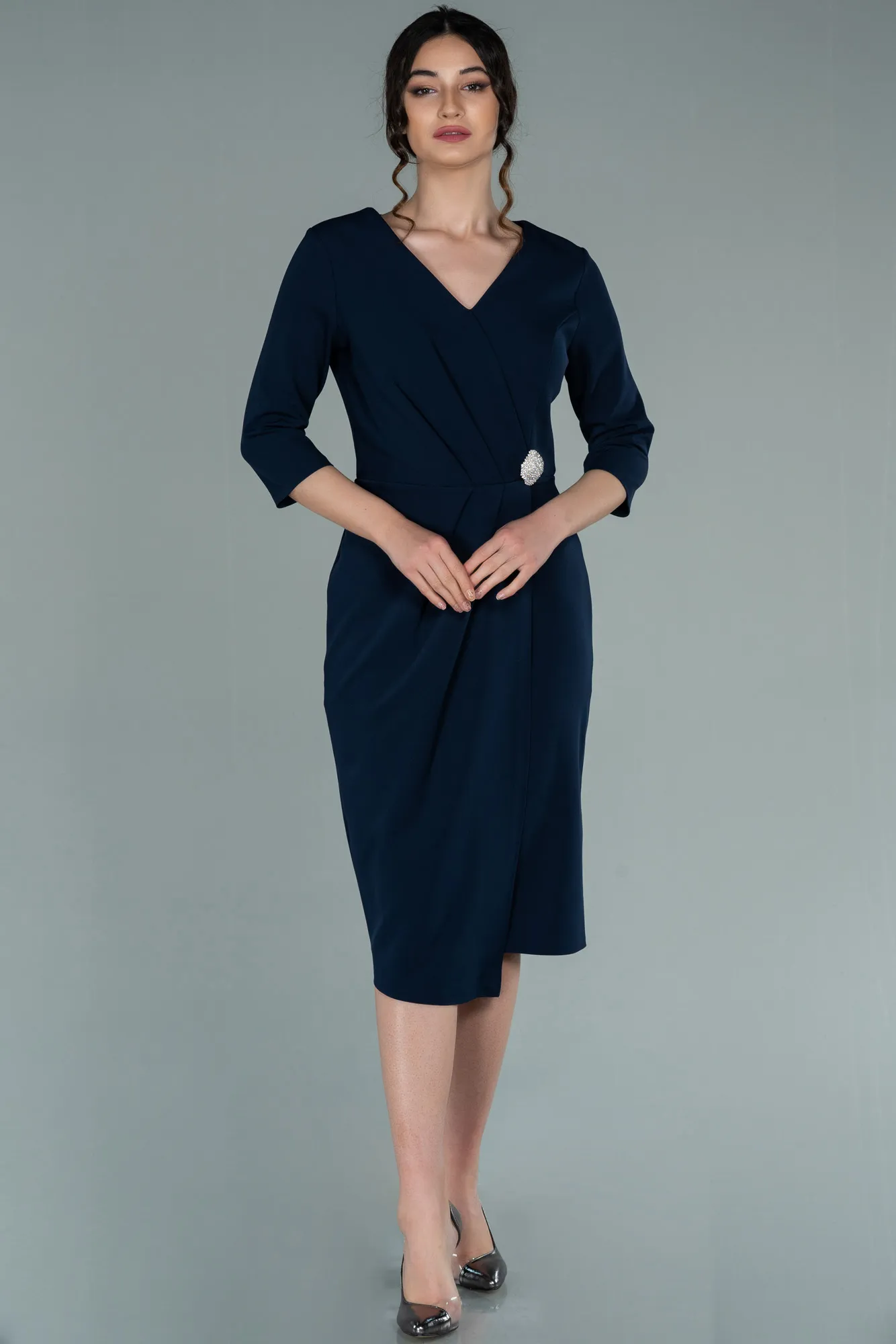 Navy Blue-Midi Invitation Dress ABK1354