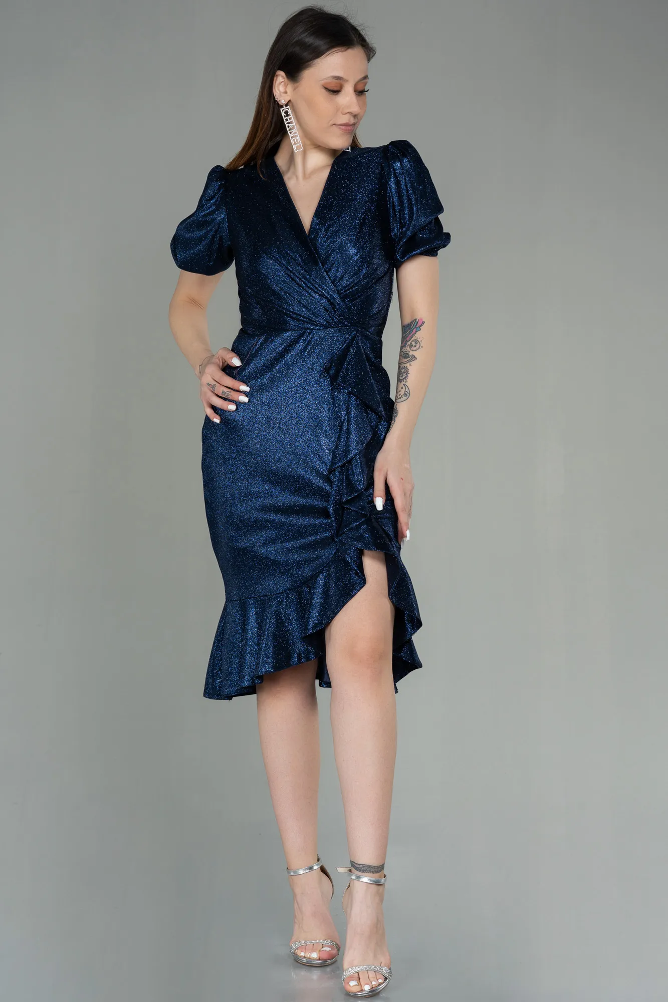Navy Blue-Midi Invitation Dress ABK1637