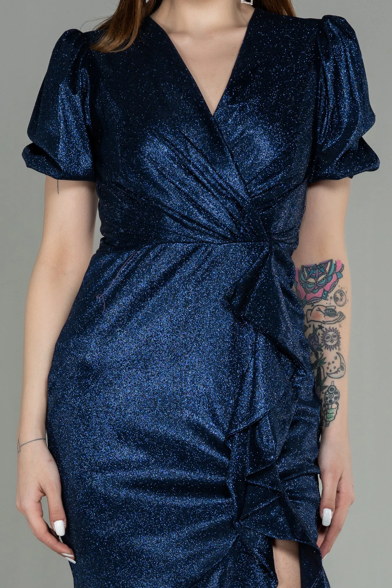 Navy Blue-Midi Invitation Dress ABK1637