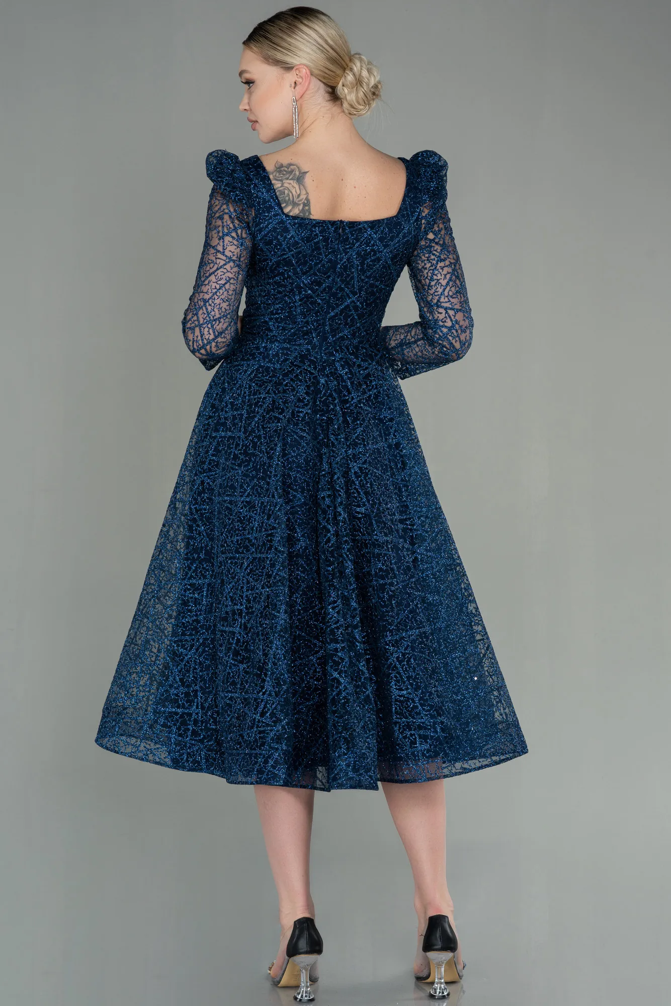 Navy Blue-Midi Invitation Dress ABK1668