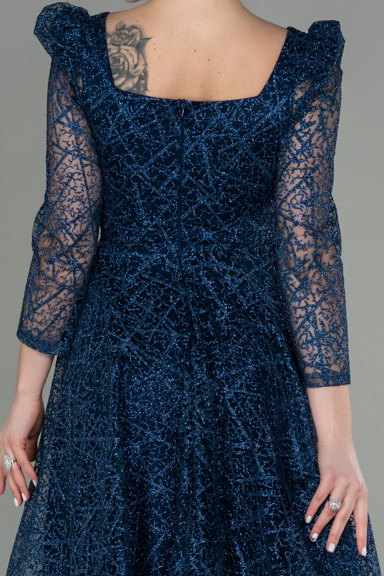 Navy Blue-Midi Invitation Dress ABK1668