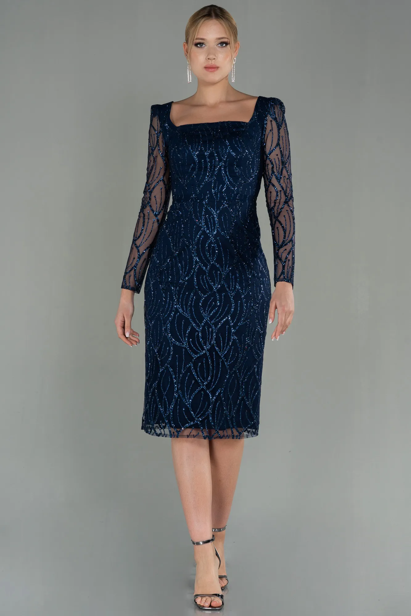Navy Blue-Midi Invitation Dress ABK1720