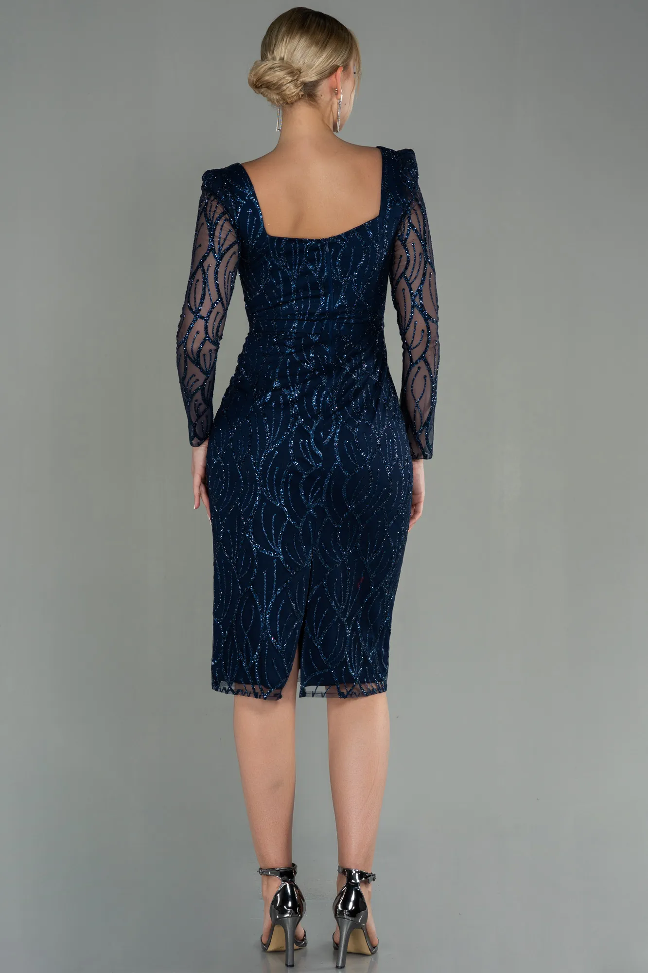 Navy Blue-Midi Invitation Dress ABK1720