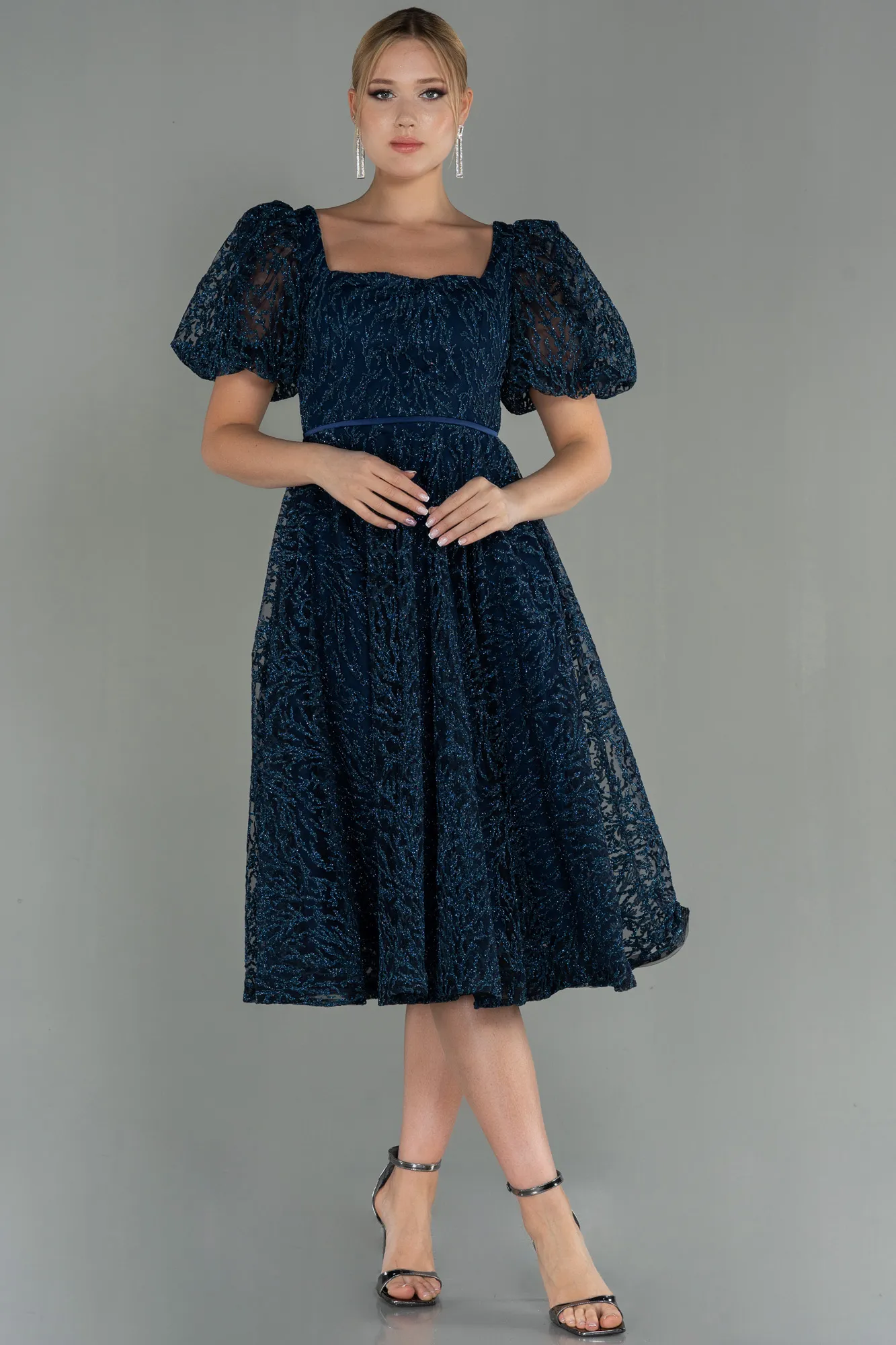 Navy Blue-Midi Invitation Dress ABK1724