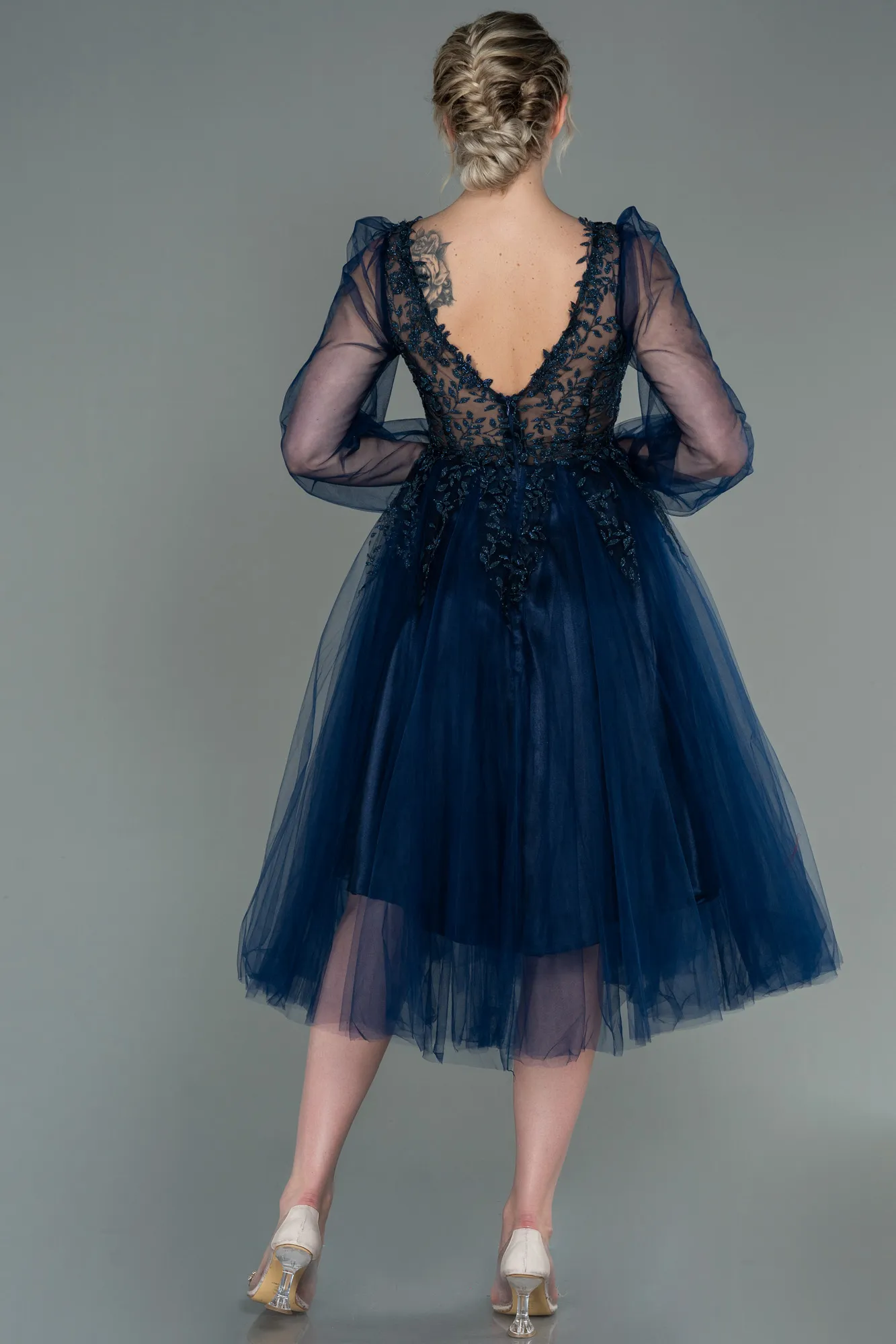 Navy Blue-Midi Invitation Dress ABK1771