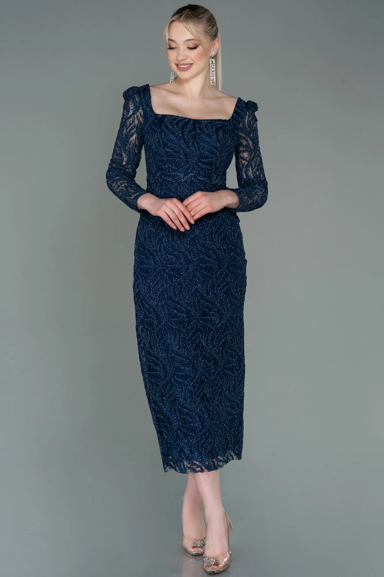Navy Blue-Midi Invitation Dress ABK1785
