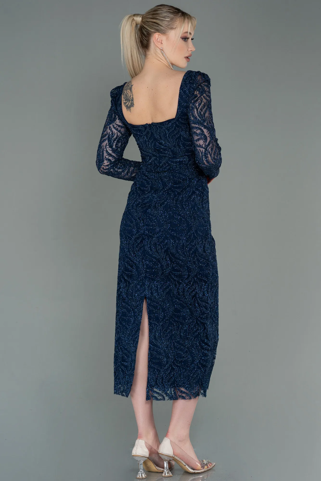 Navy Blue-Midi Invitation Dress ABK1785