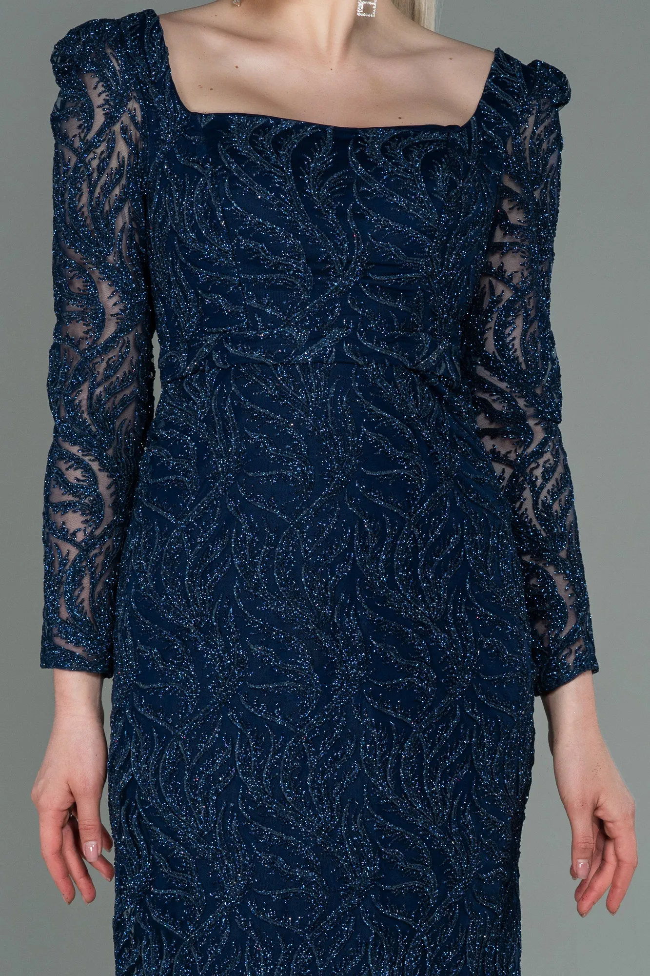 Navy Blue-Midi Invitation Dress ABK1785