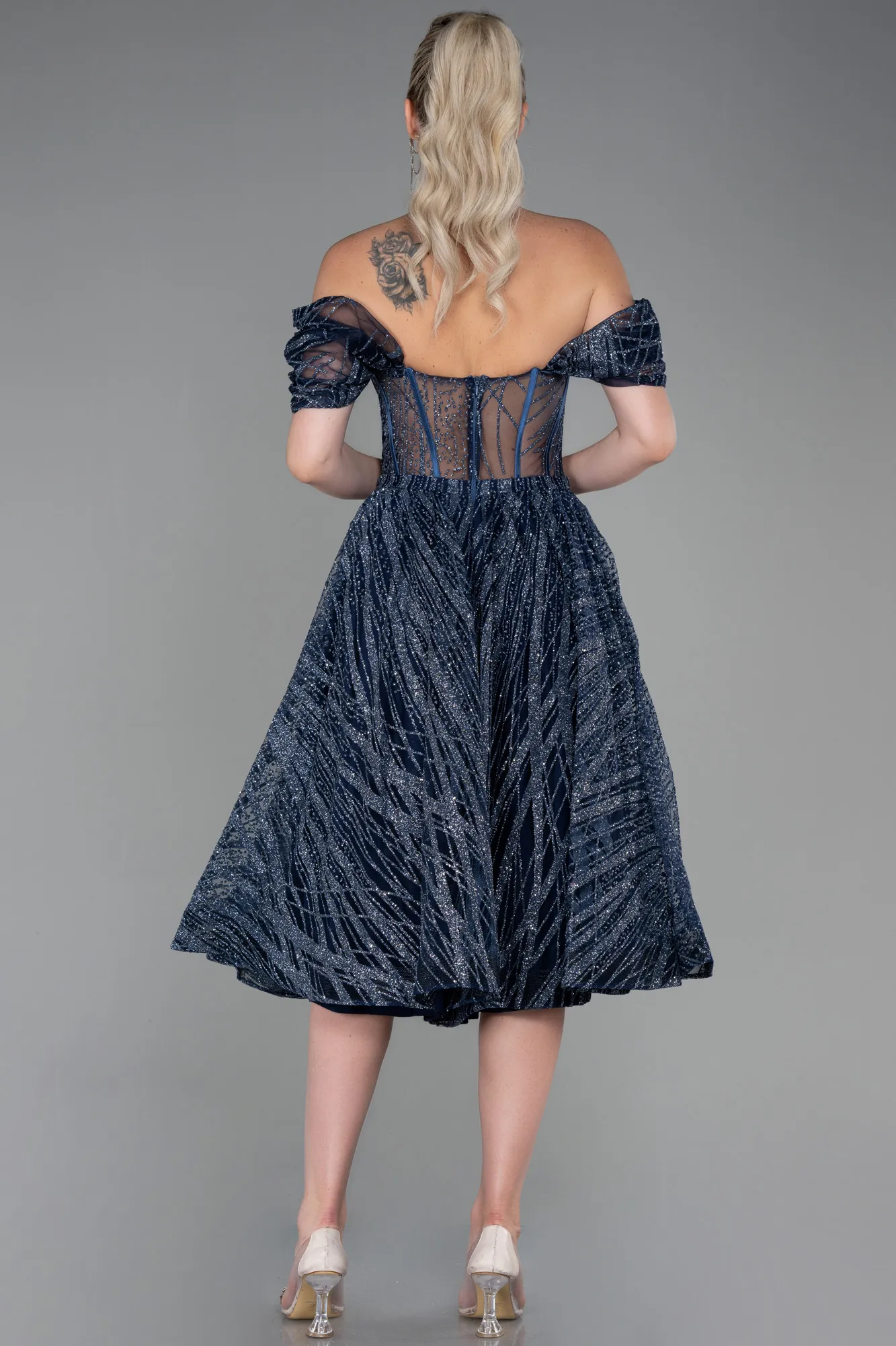 Navy Blue-Midi Invitation Dress ABK1810