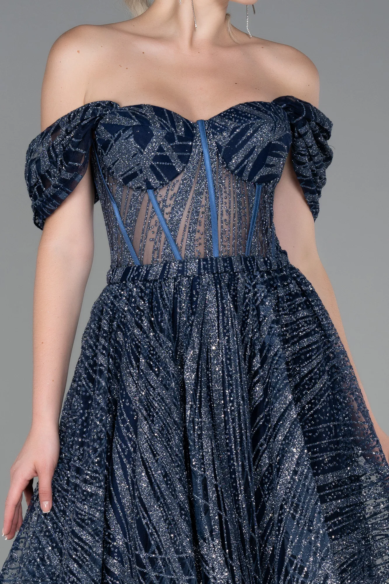 Navy Blue-Midi Invitation Dress ABK1810