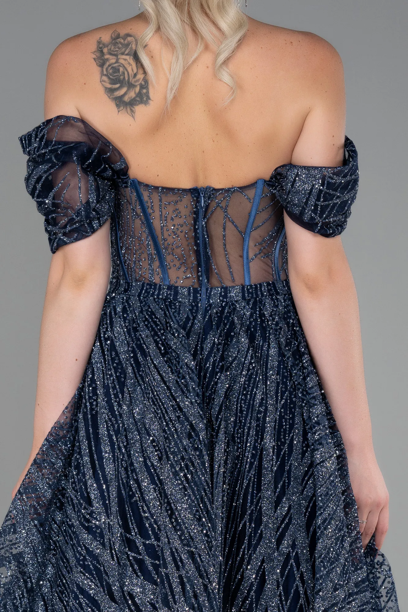 Navy Blue-Midi Invitation Dress ABK1810