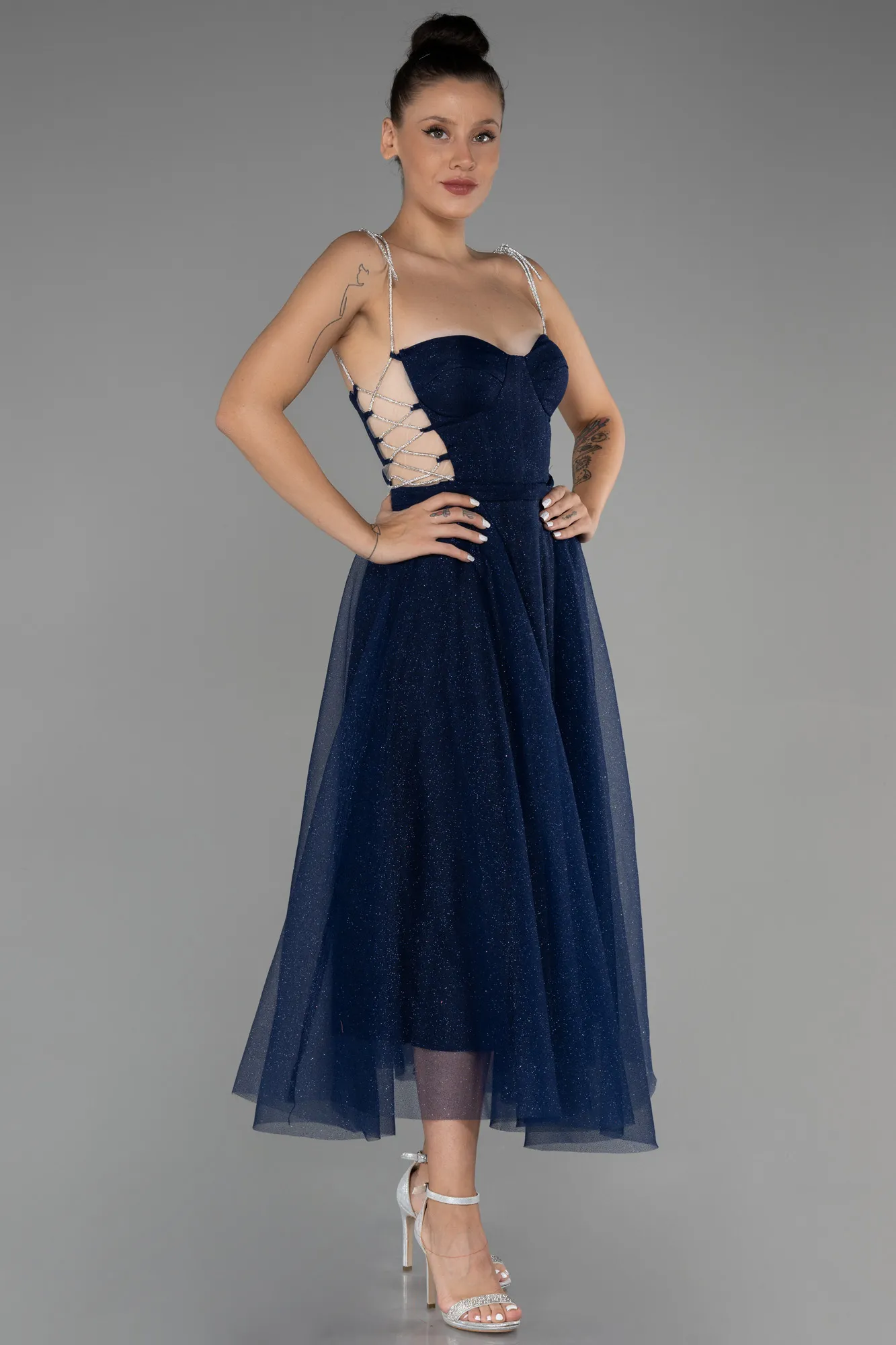 Navy Blue-Midi Invitation Dress ABK1844
