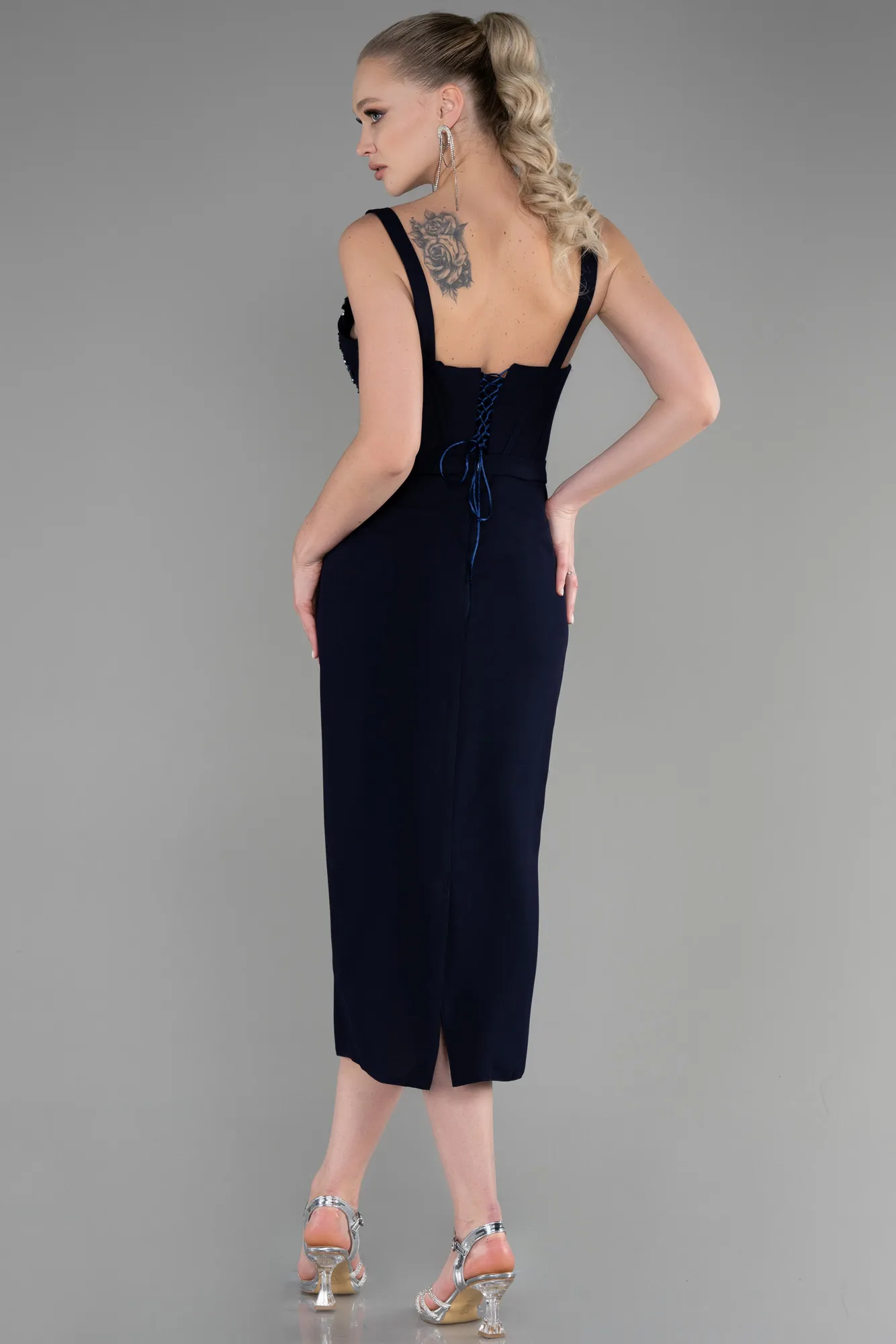 Navy Blue-Midi Night Dress ABK1819