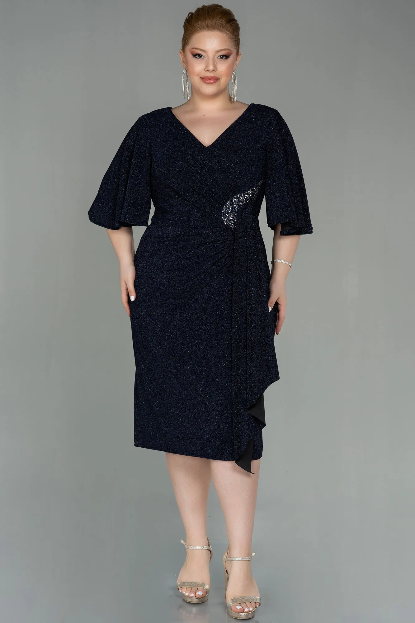 Navy Blue-Midi Oversized Evening Dress ABK1625