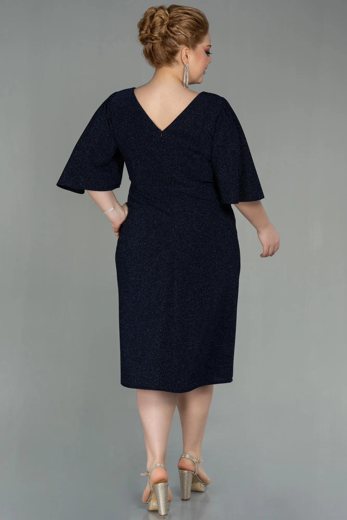 Navy Blue-Midi Oversized Evening Dress ABK1625