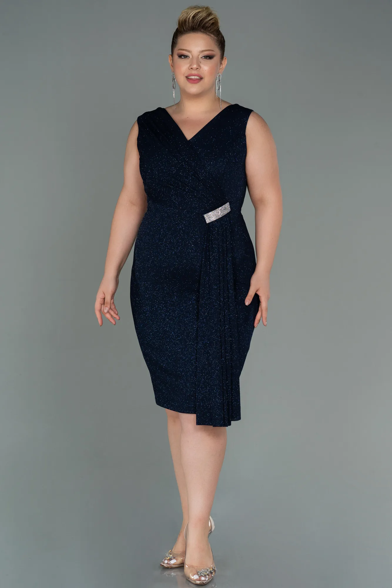 Navy Blue-Midi Oversized Evening Dress ABK1752
