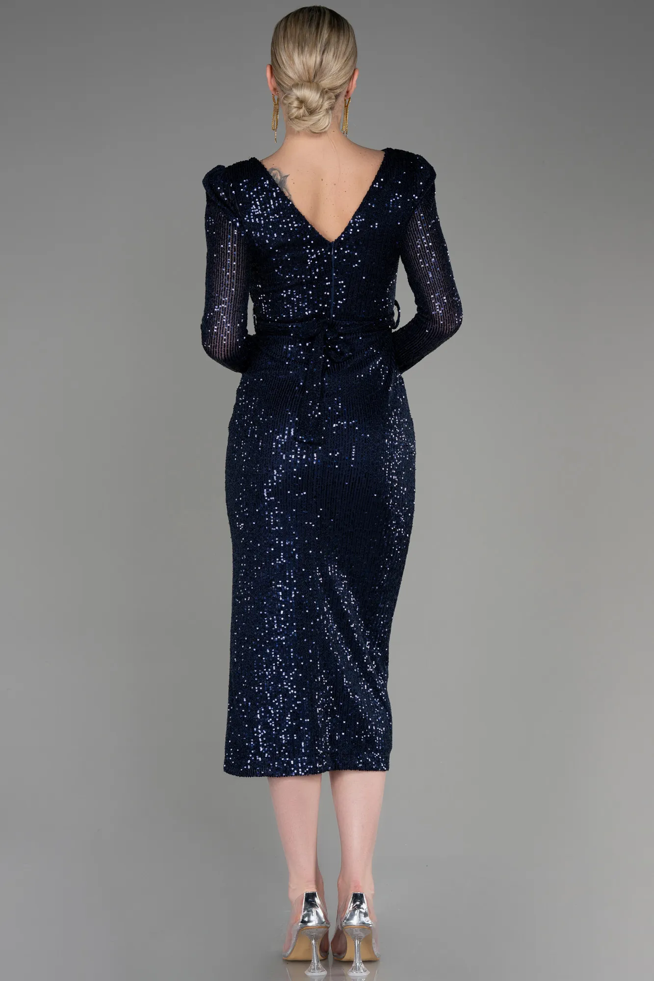 Navy Blue-Midi Party Dress ABK1808