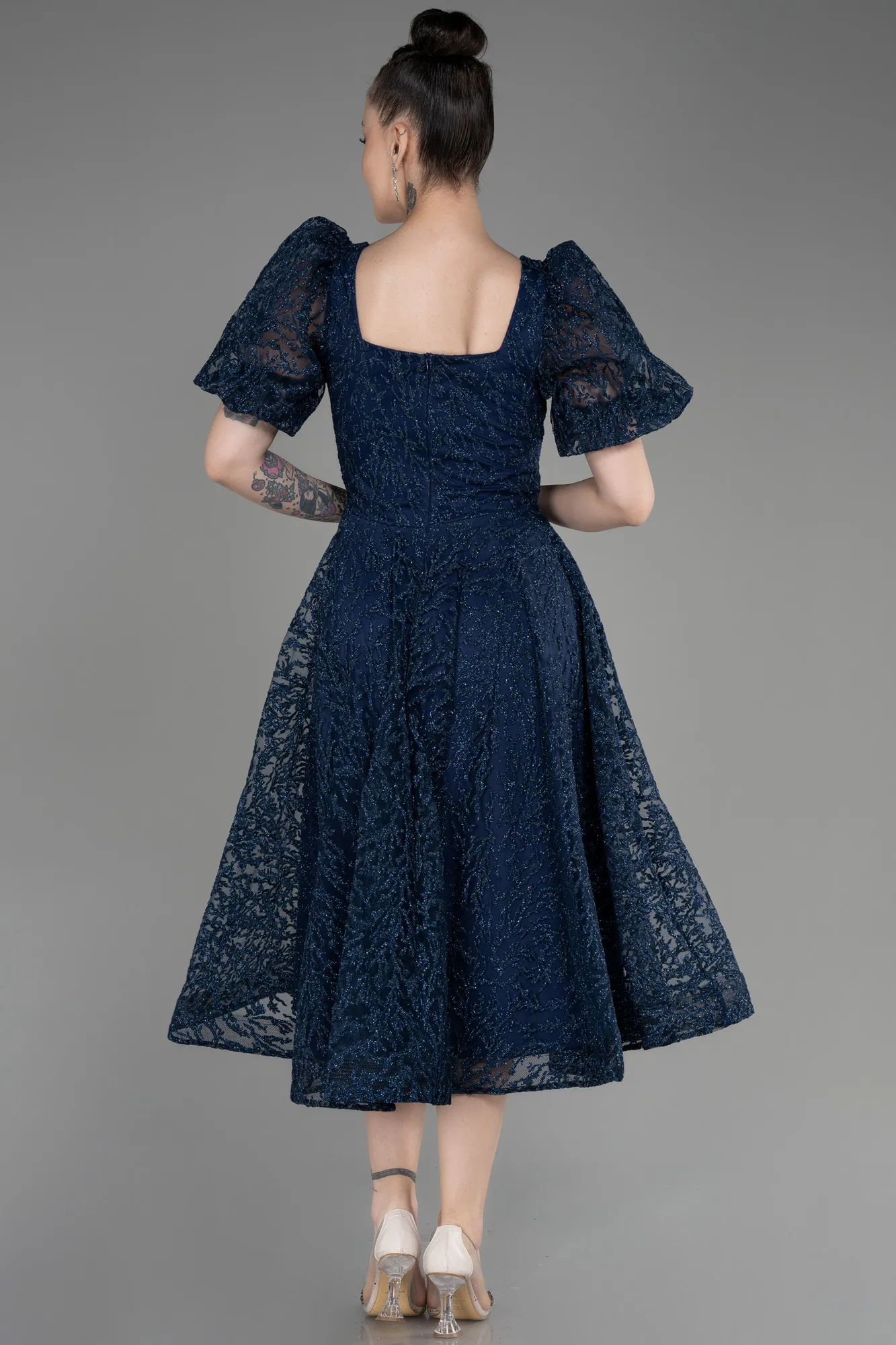 Navy Blue-Midi Party Dress ABK1976