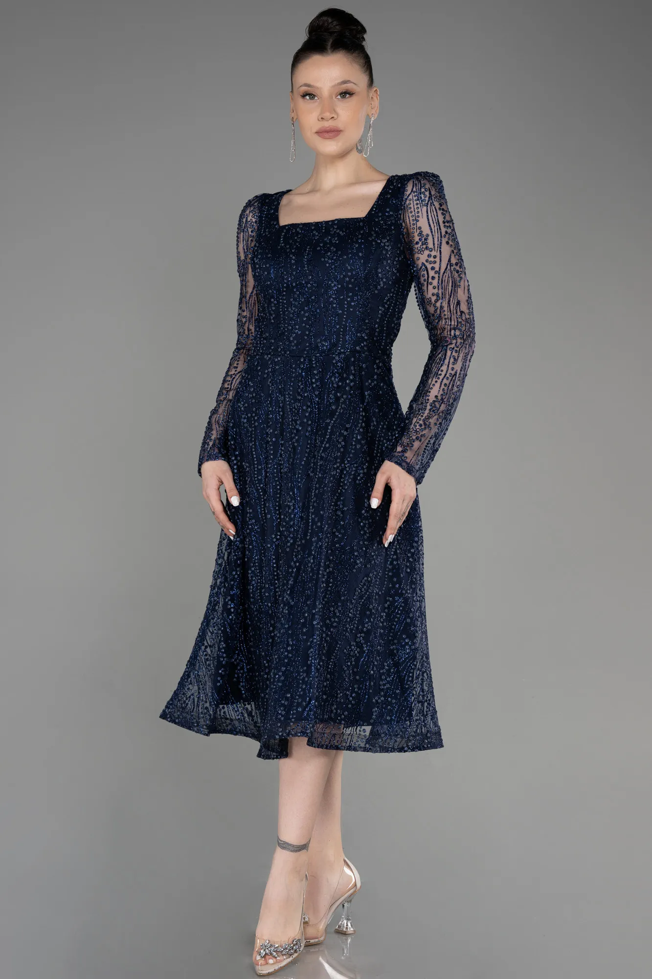 Navy Blue-Midi Party Dress ABK1990