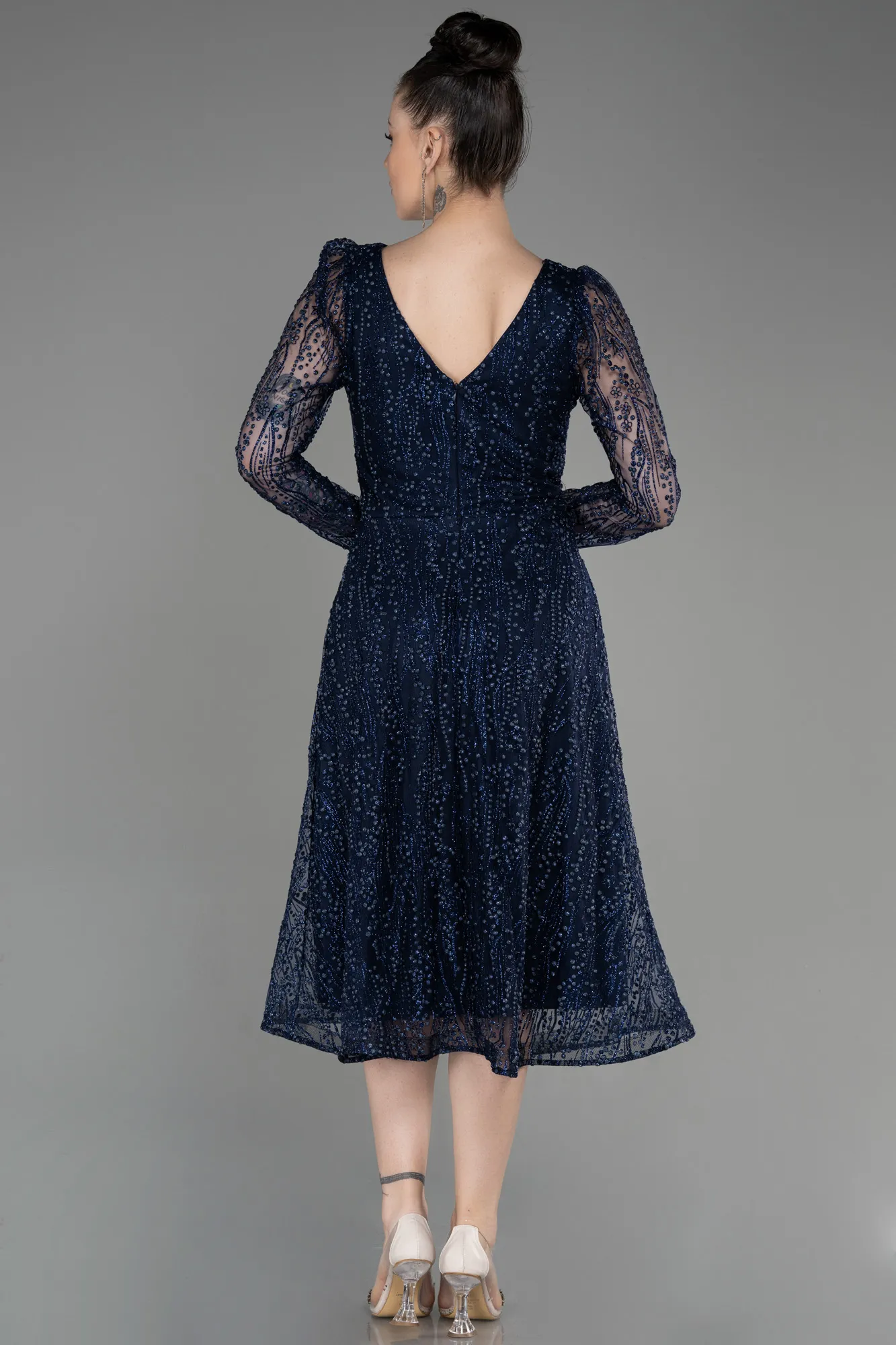 Navy Blue-Midi Party Dress ABK1990