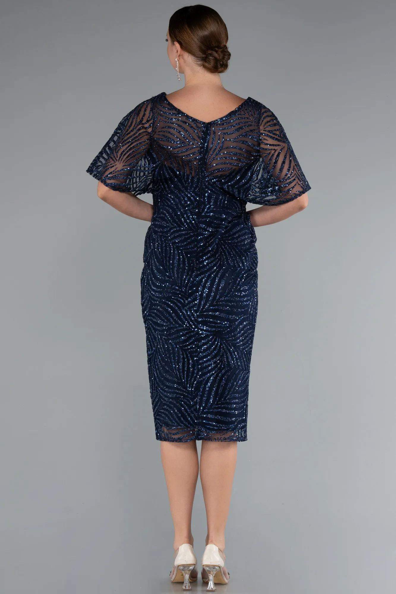 Navy Blue-Midi Party Dress ABK2371