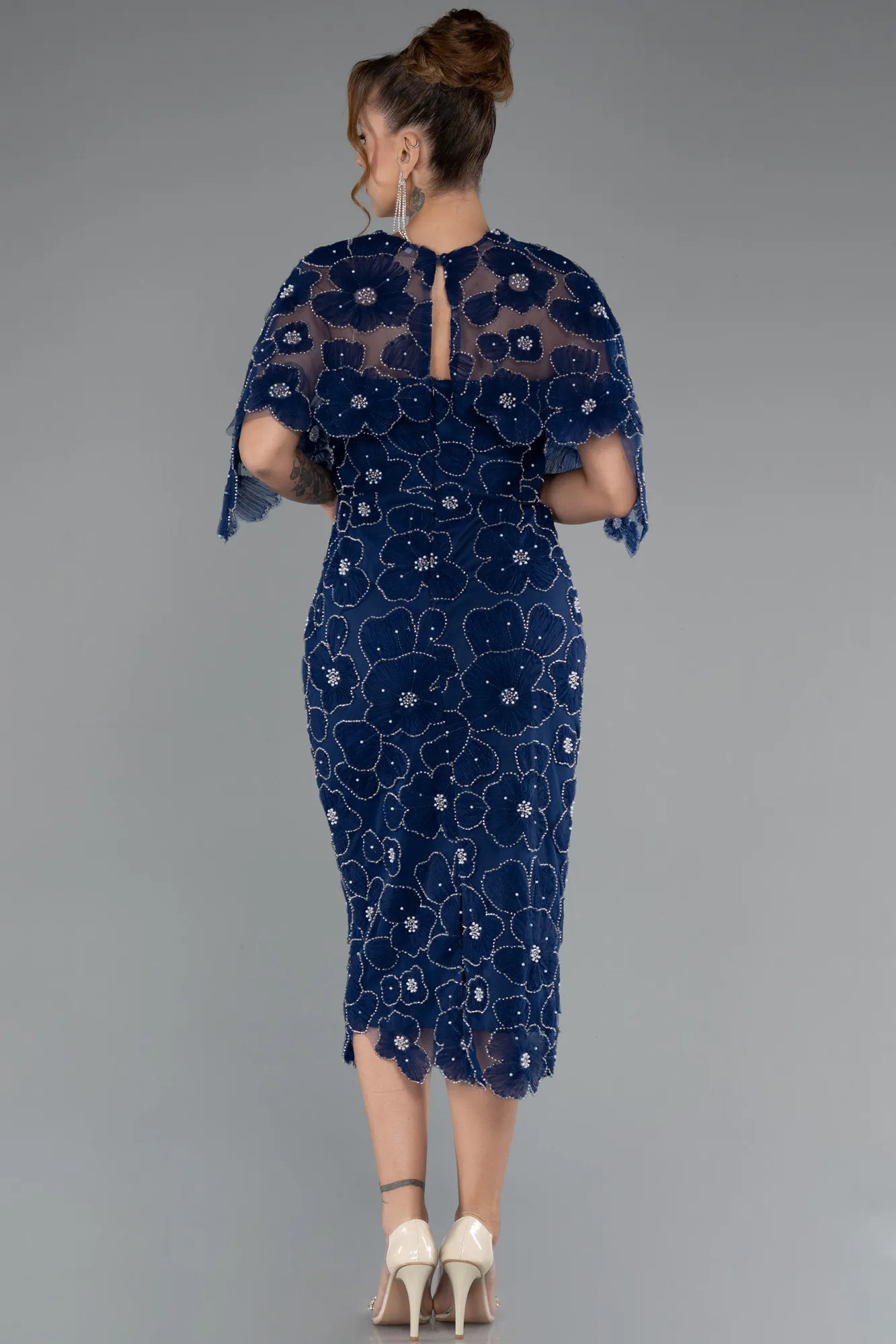 Navy Blue-Midi Party Dress ABK2452