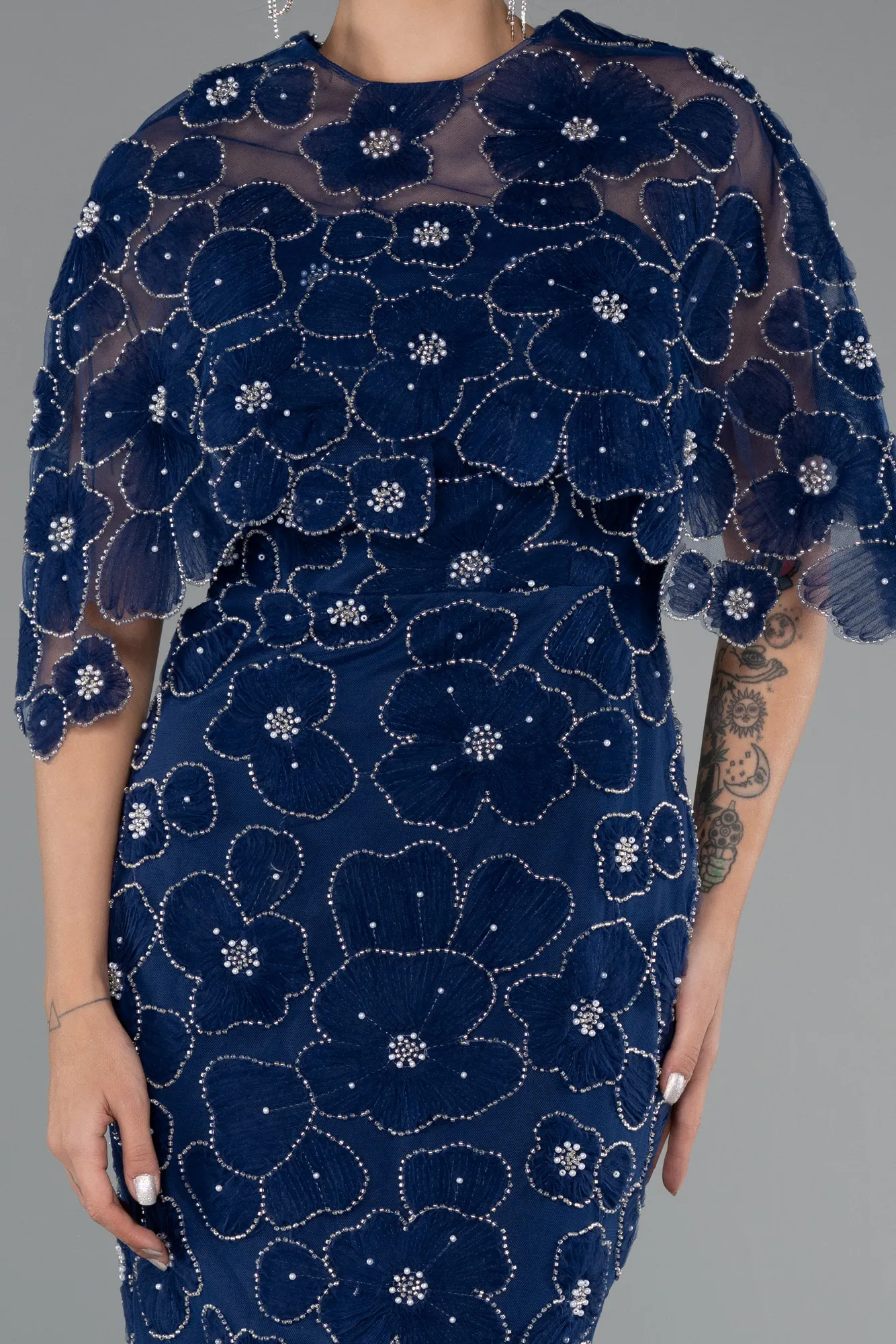 Navy Blue-Midi Party Dress ABK2452