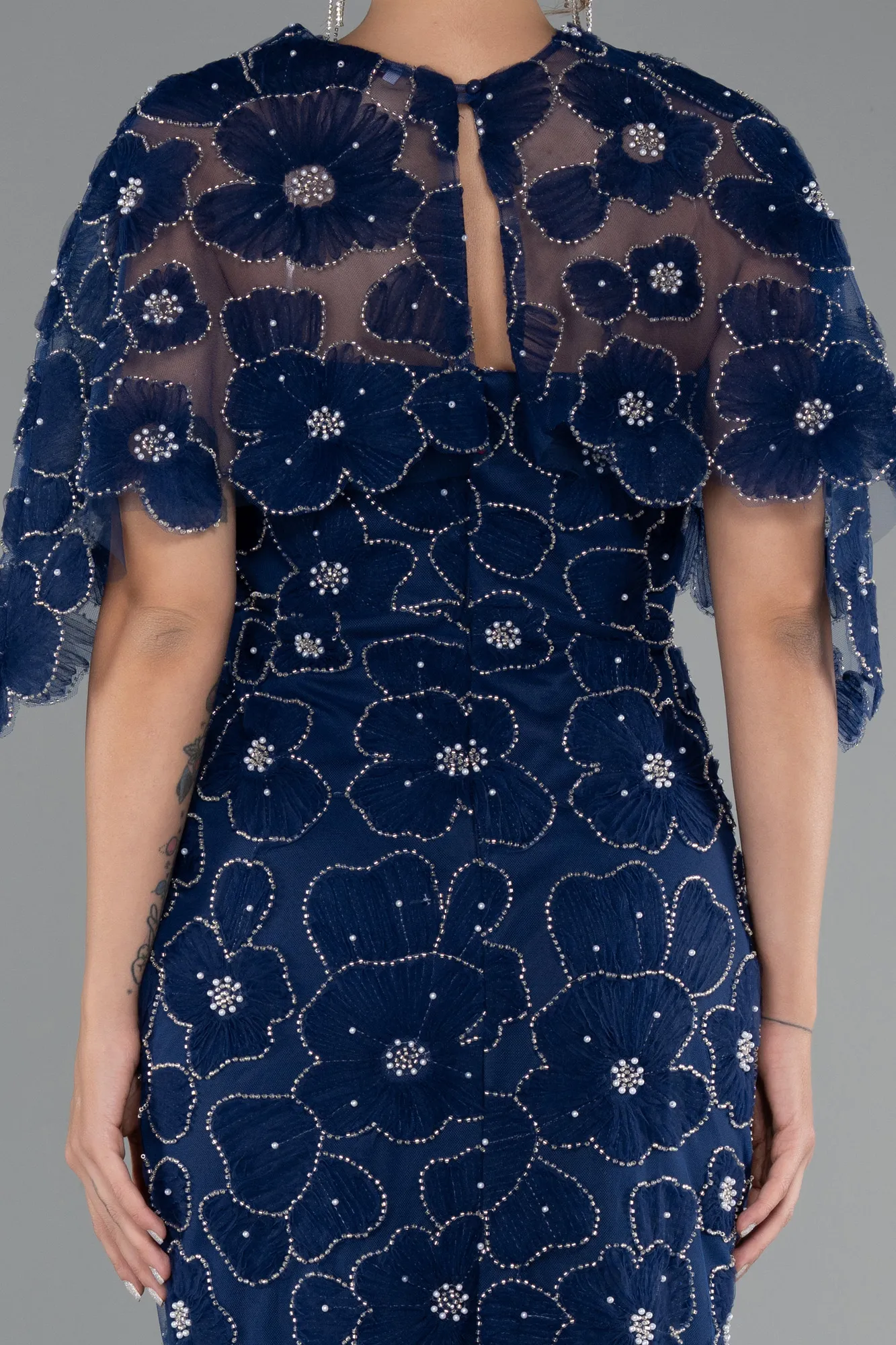 Navy Blue-Midi Party Dress ABK2452