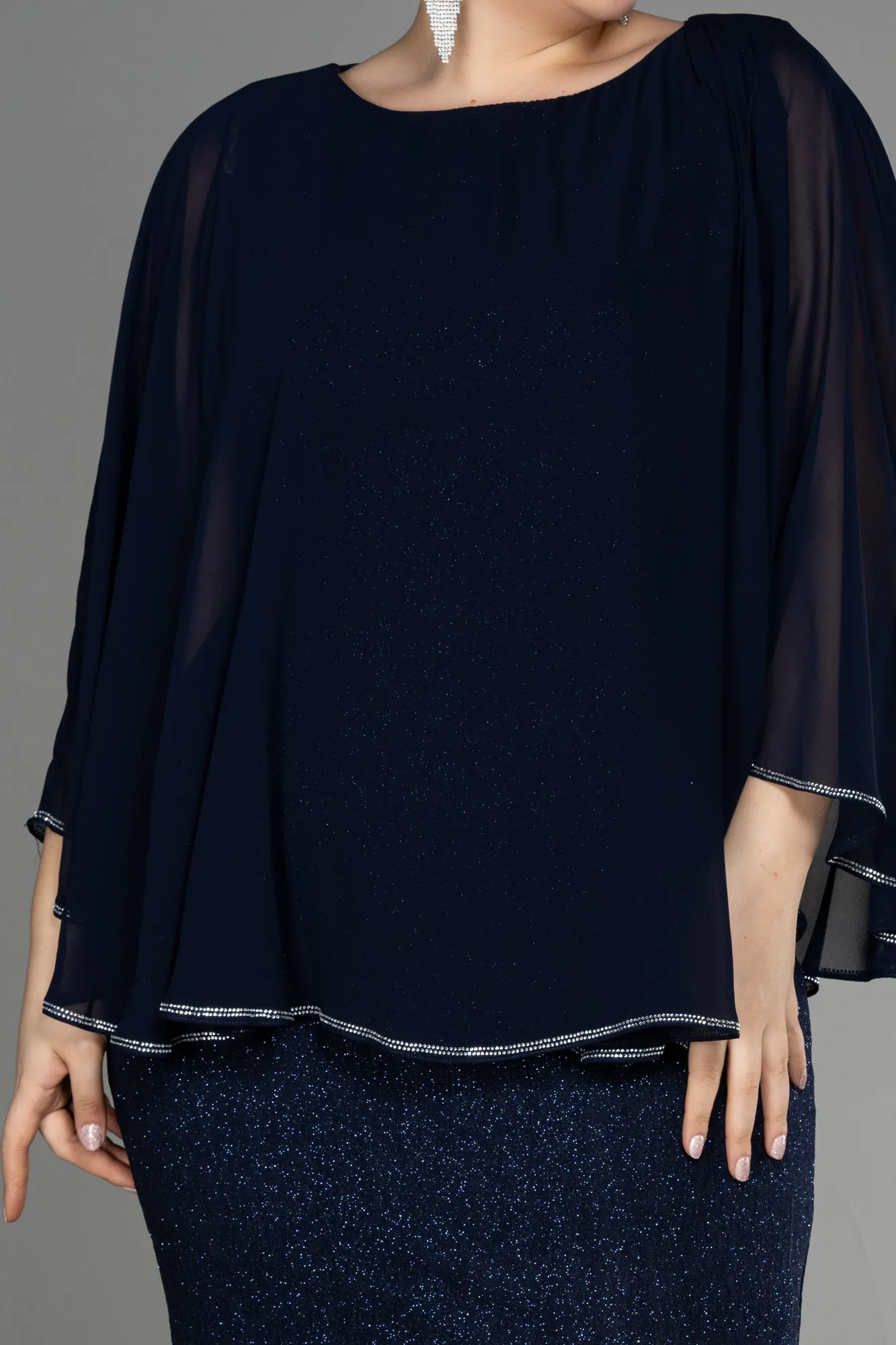 Navy Blue-Midi Plus Size Cocktail Dress ABK1957