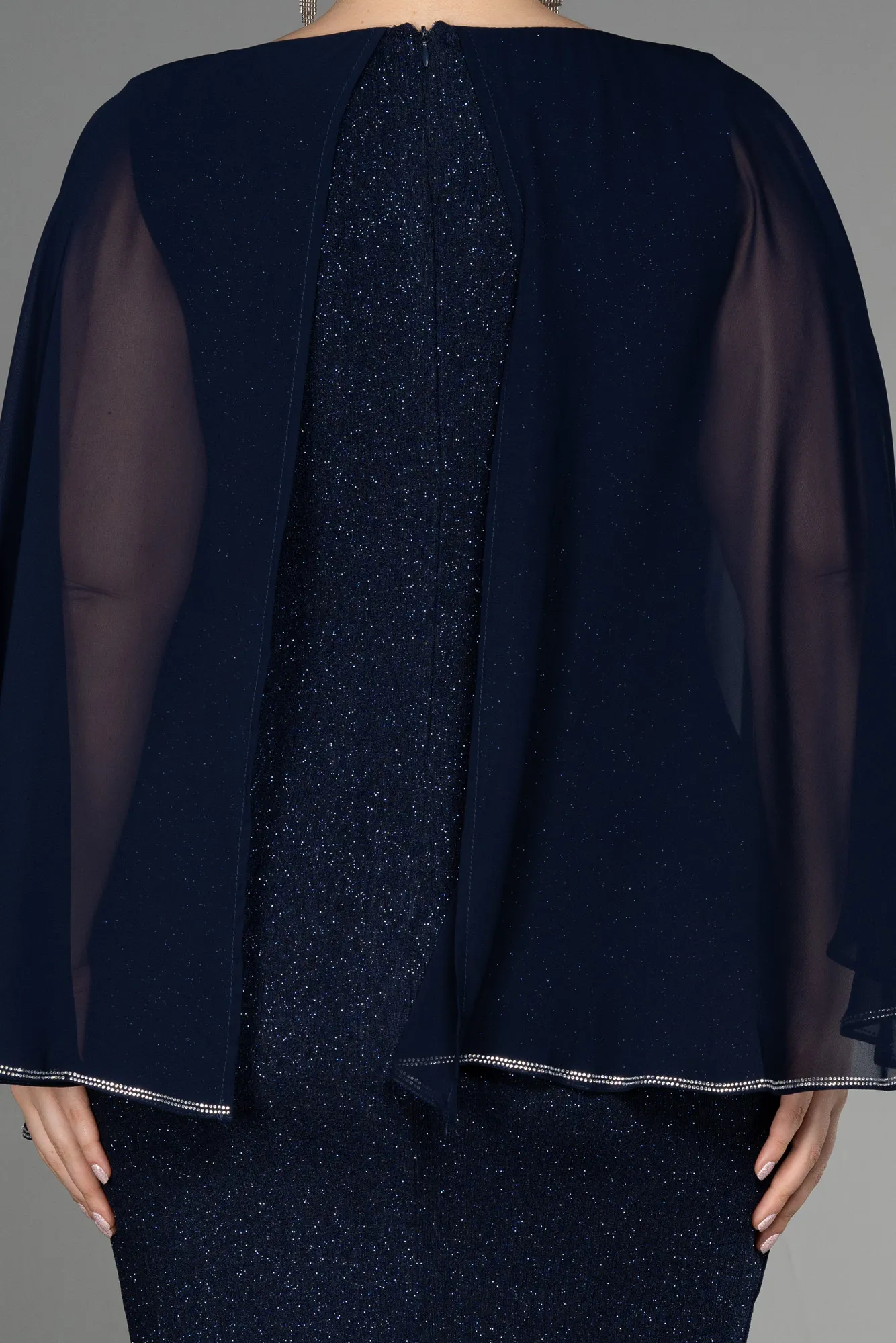 Navy Blue-Midi Plus Size Cocktail Dress ABK1957